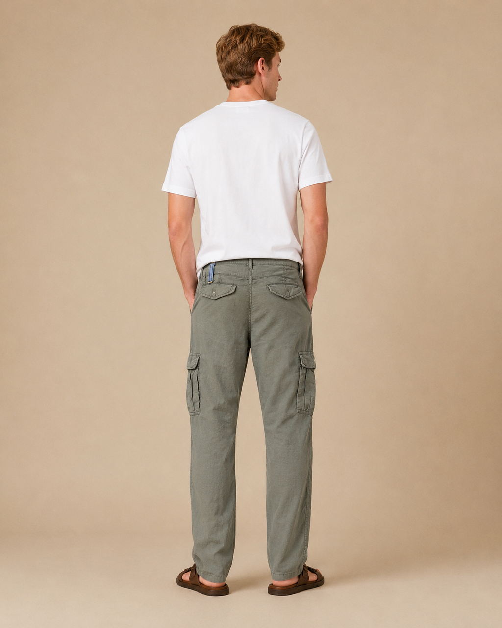 Pantalone cargo con inserti in denim
