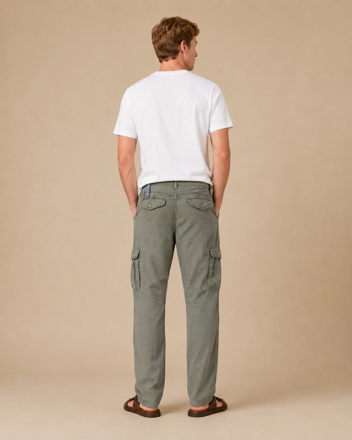Pantalone cargo con inserti in denim
