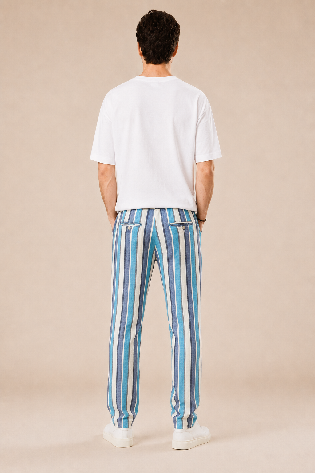 Pantalone con laccio regular fit 100% Lino