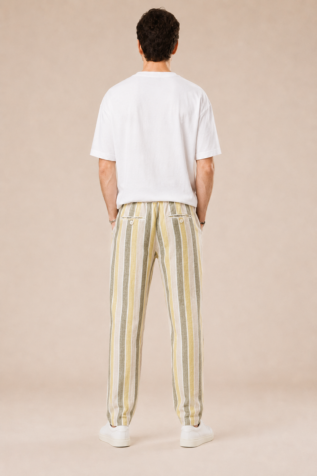 Pantalone con laccio regular fit 100% Lino