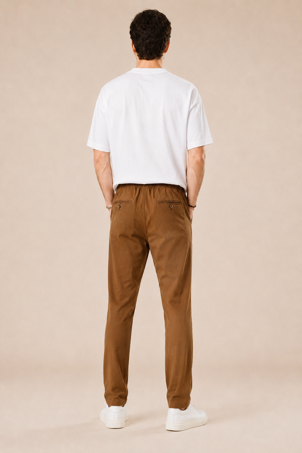 Pantalone con laccio regular fit 100% Lino