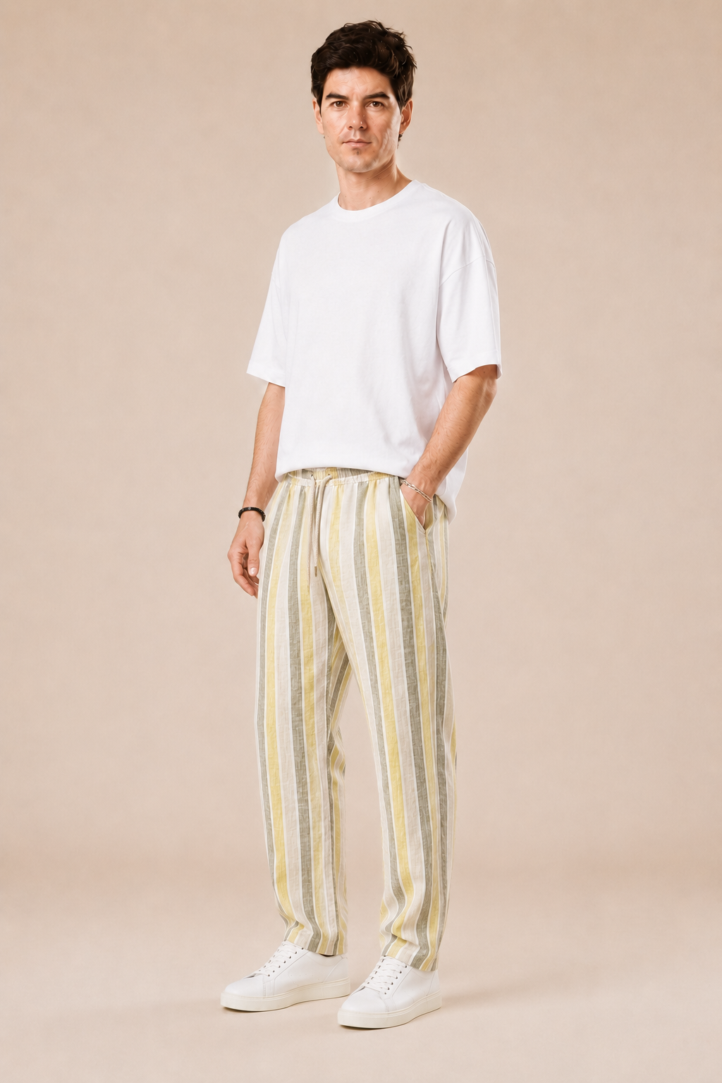 Pantalone con laccio regular fit 100% Lino