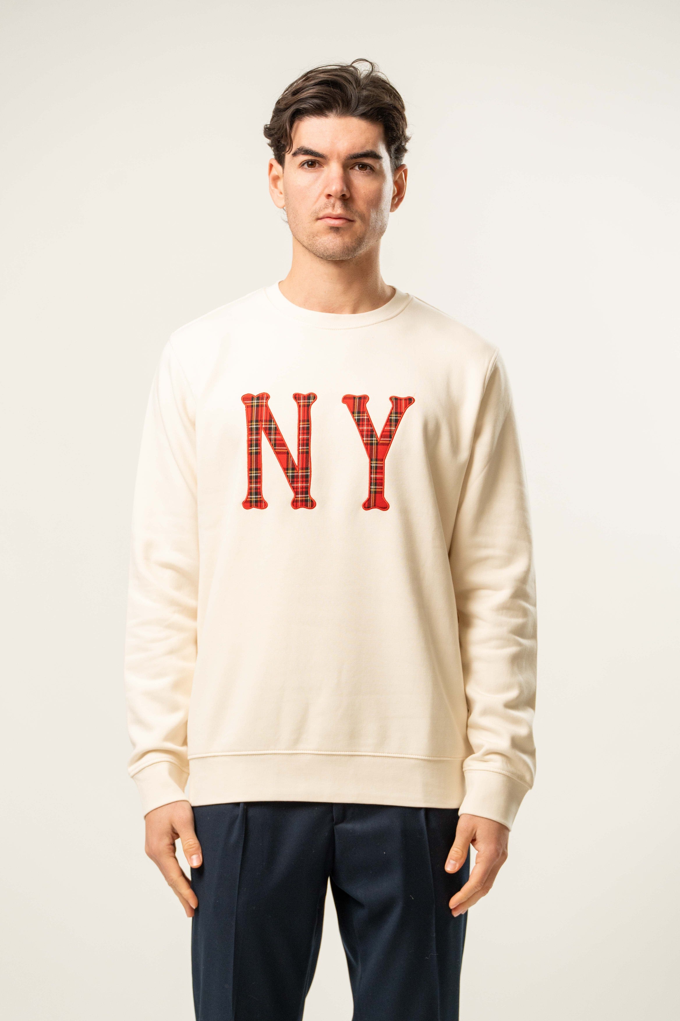 Felpa uomo girocollo con stampa “NY”