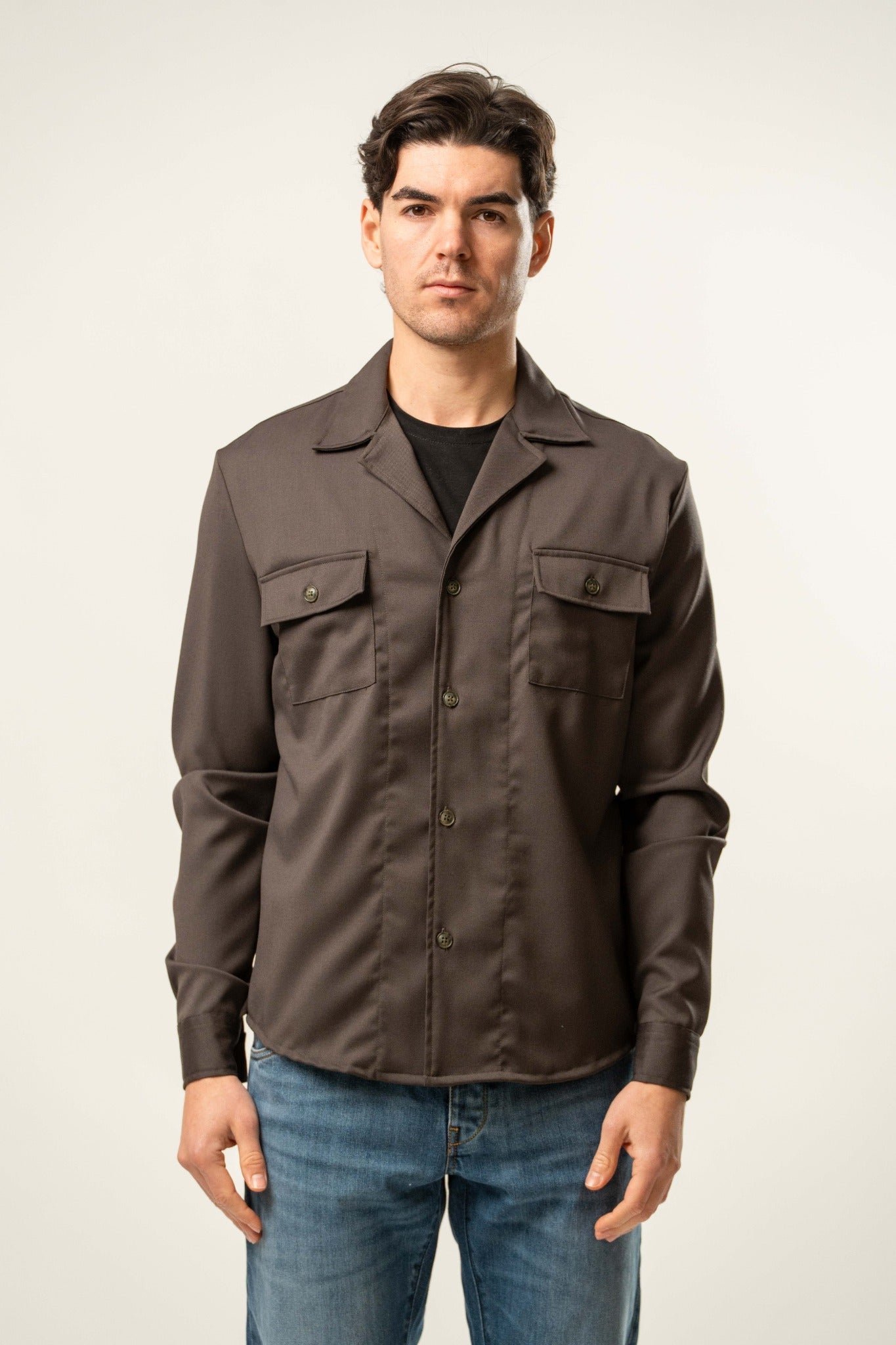 Giacca camicia uomo color testa di moro