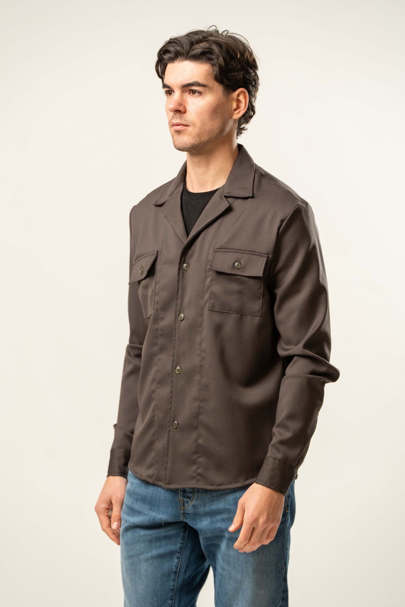 Giacca camicia uomo color testa di moro