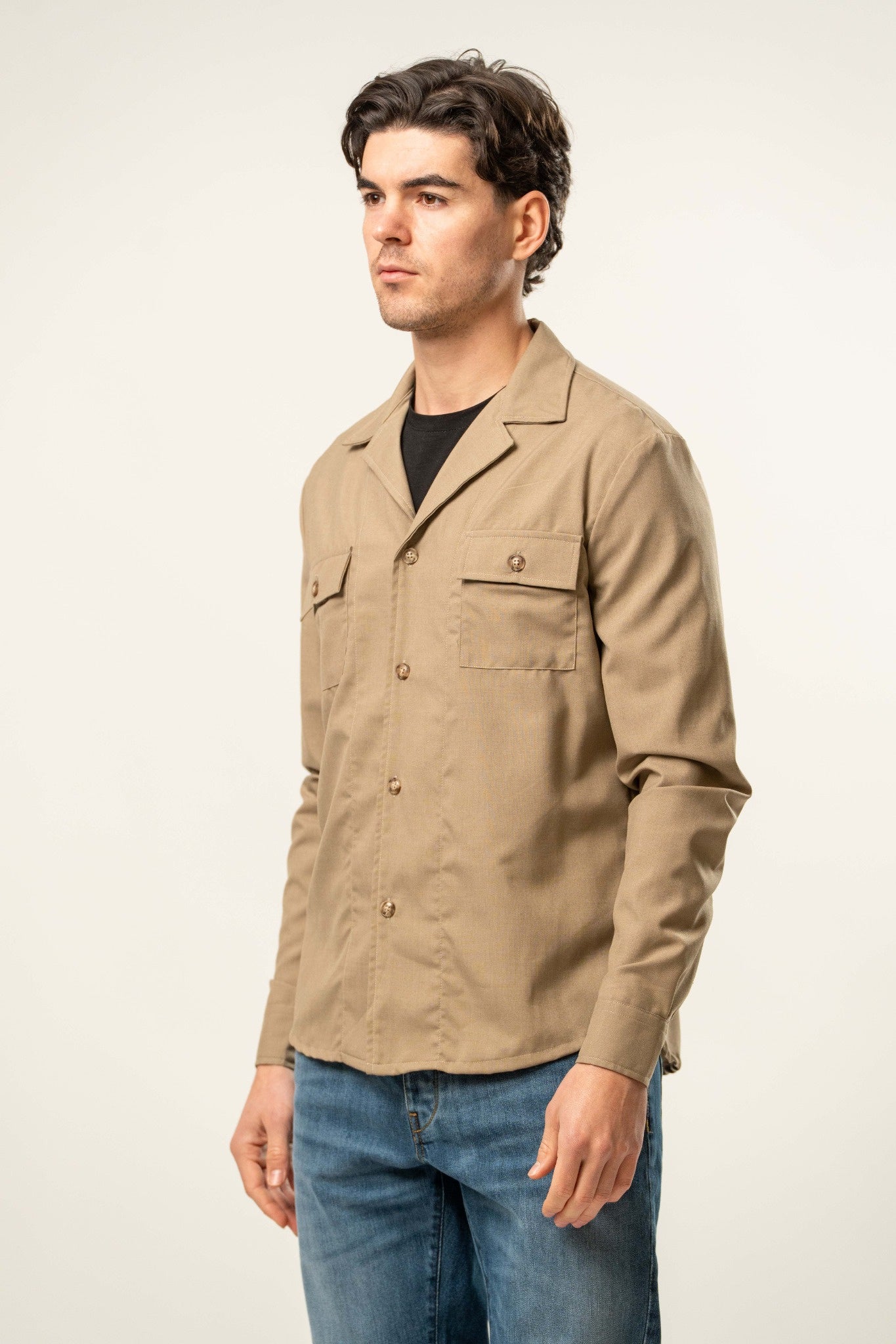 Giacca camicia uomo color sabbia