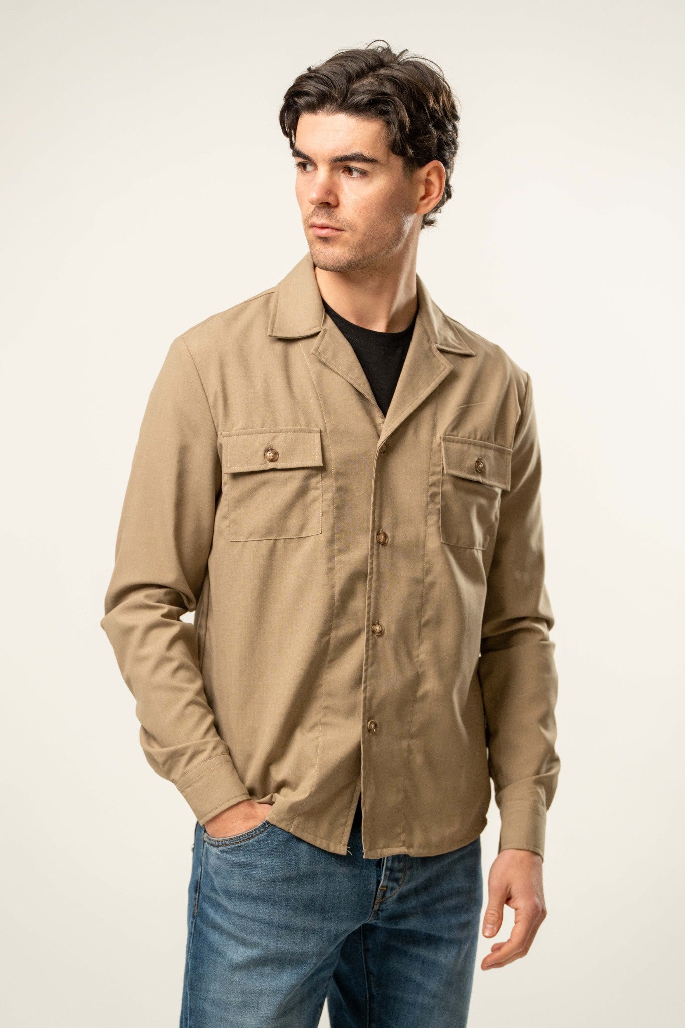 Giacca camicia uomo color sabbia