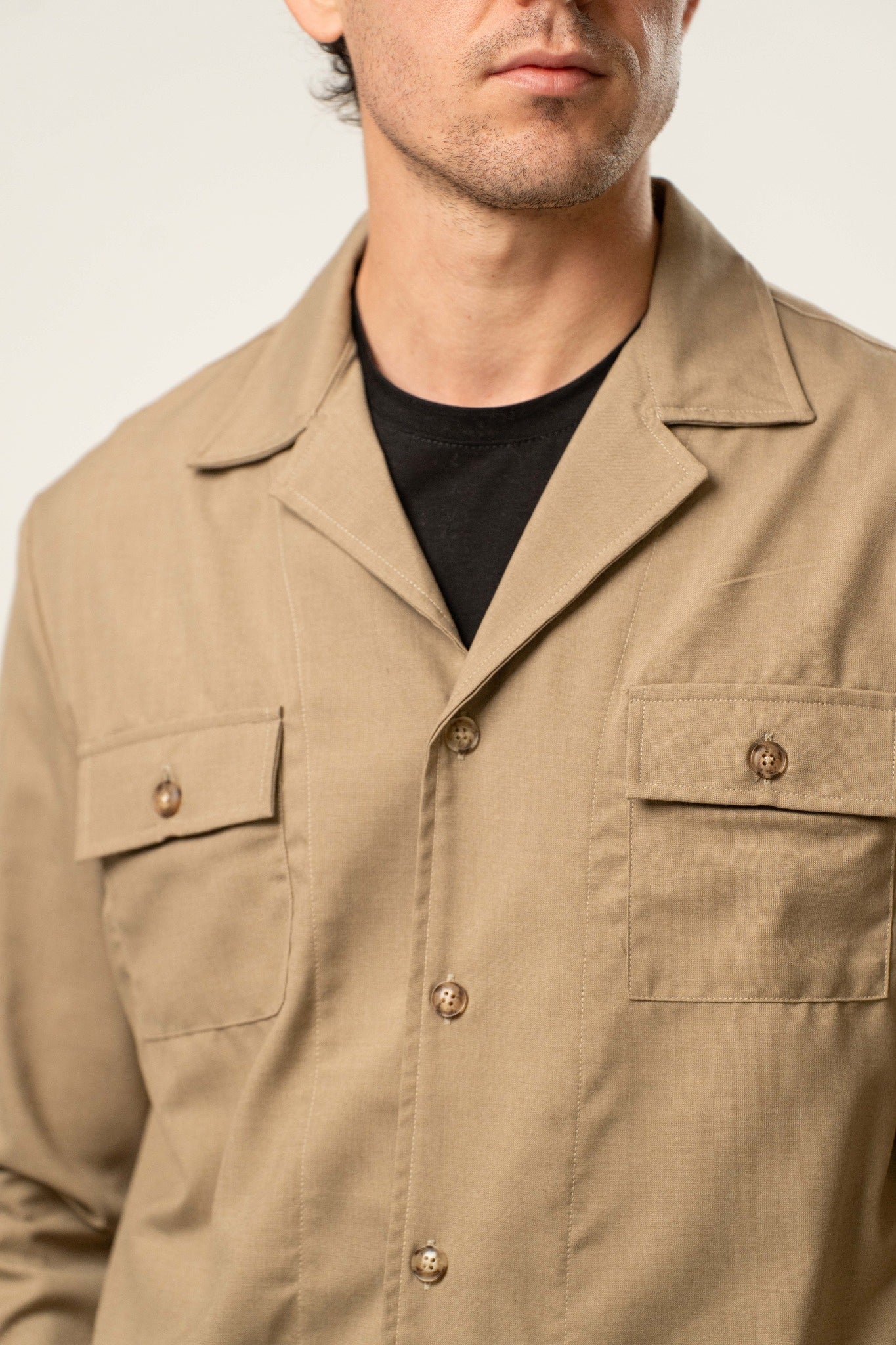 Giacca camicia uomo color sabbia