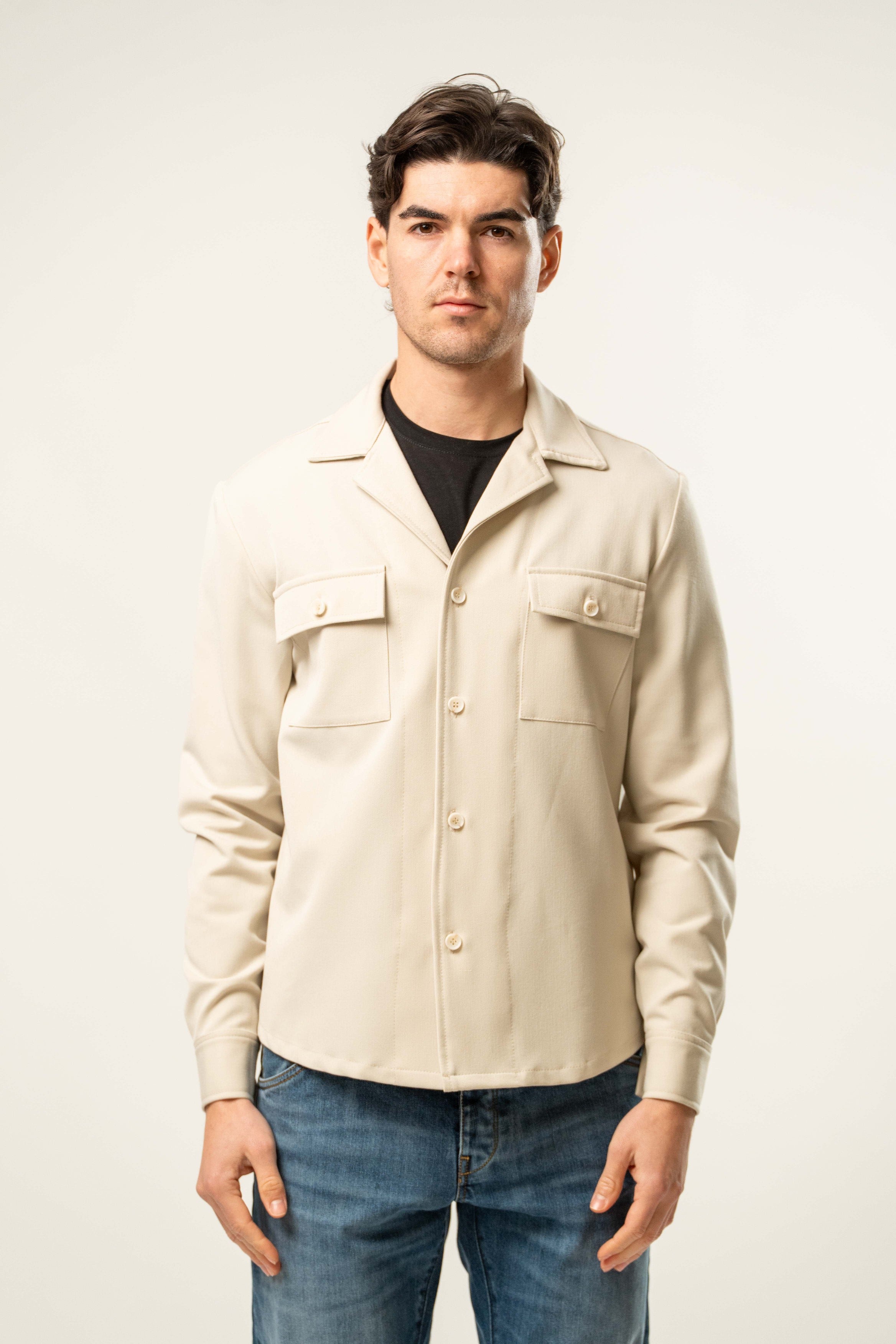Giacca camicia uomo color panna