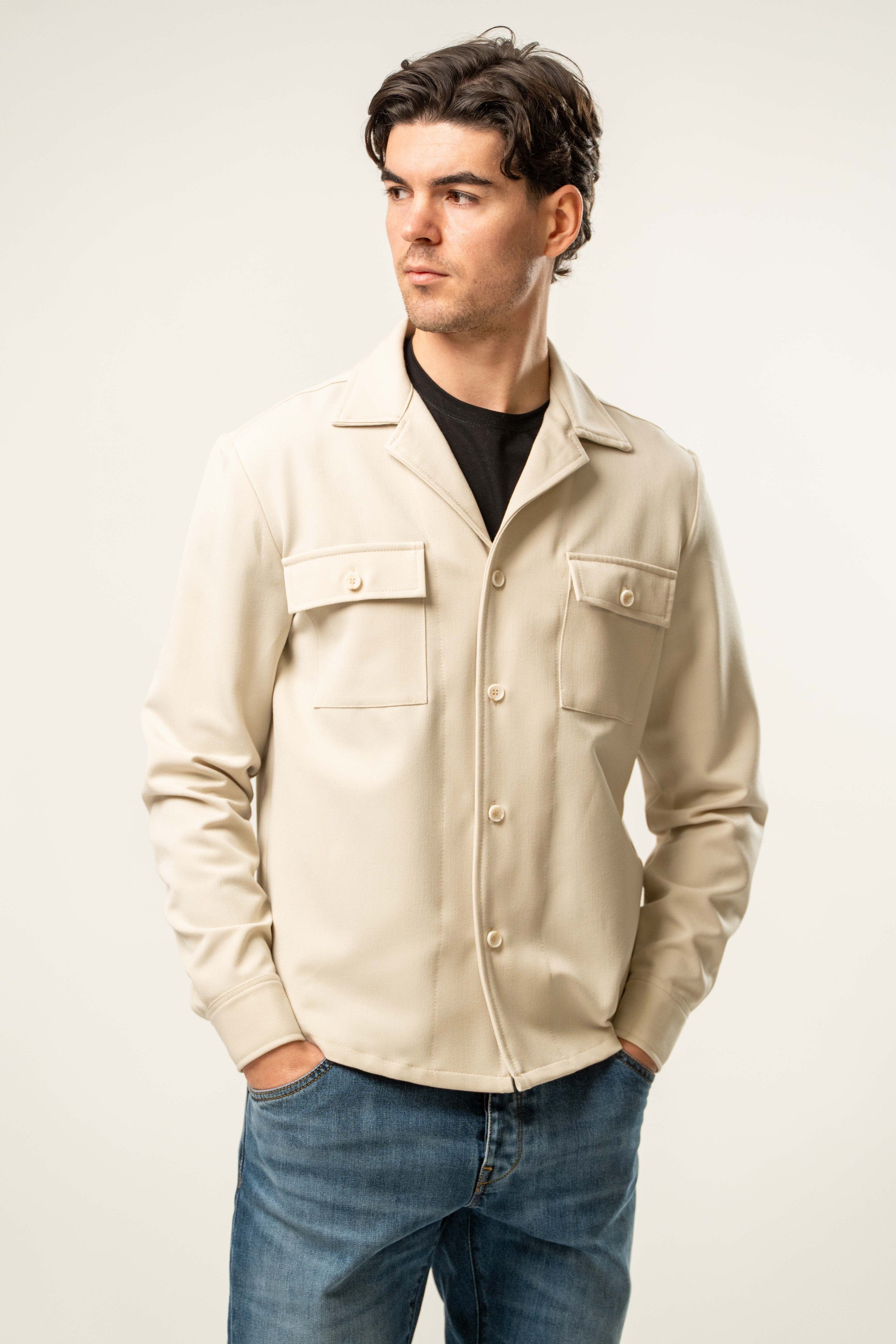 Giacca camicia uomo color panna