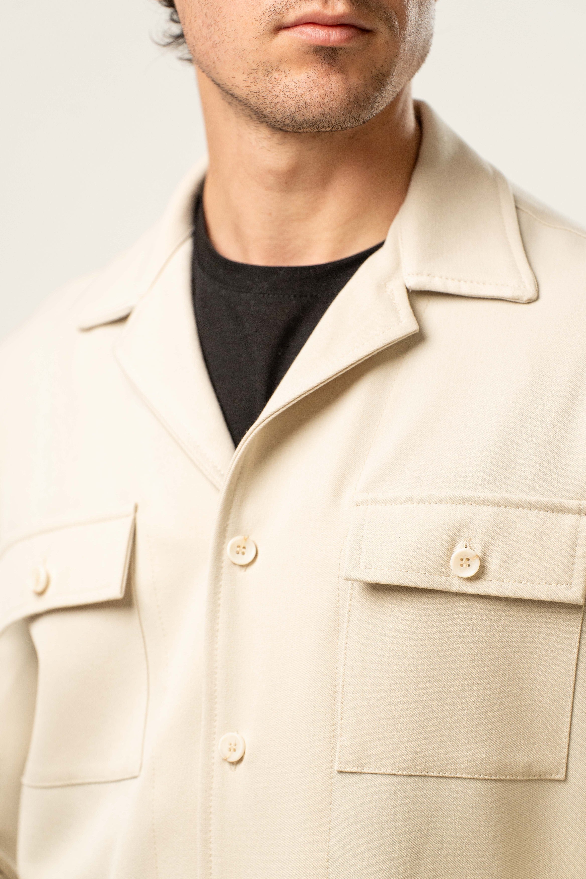 Giacca camicia uomo color panna