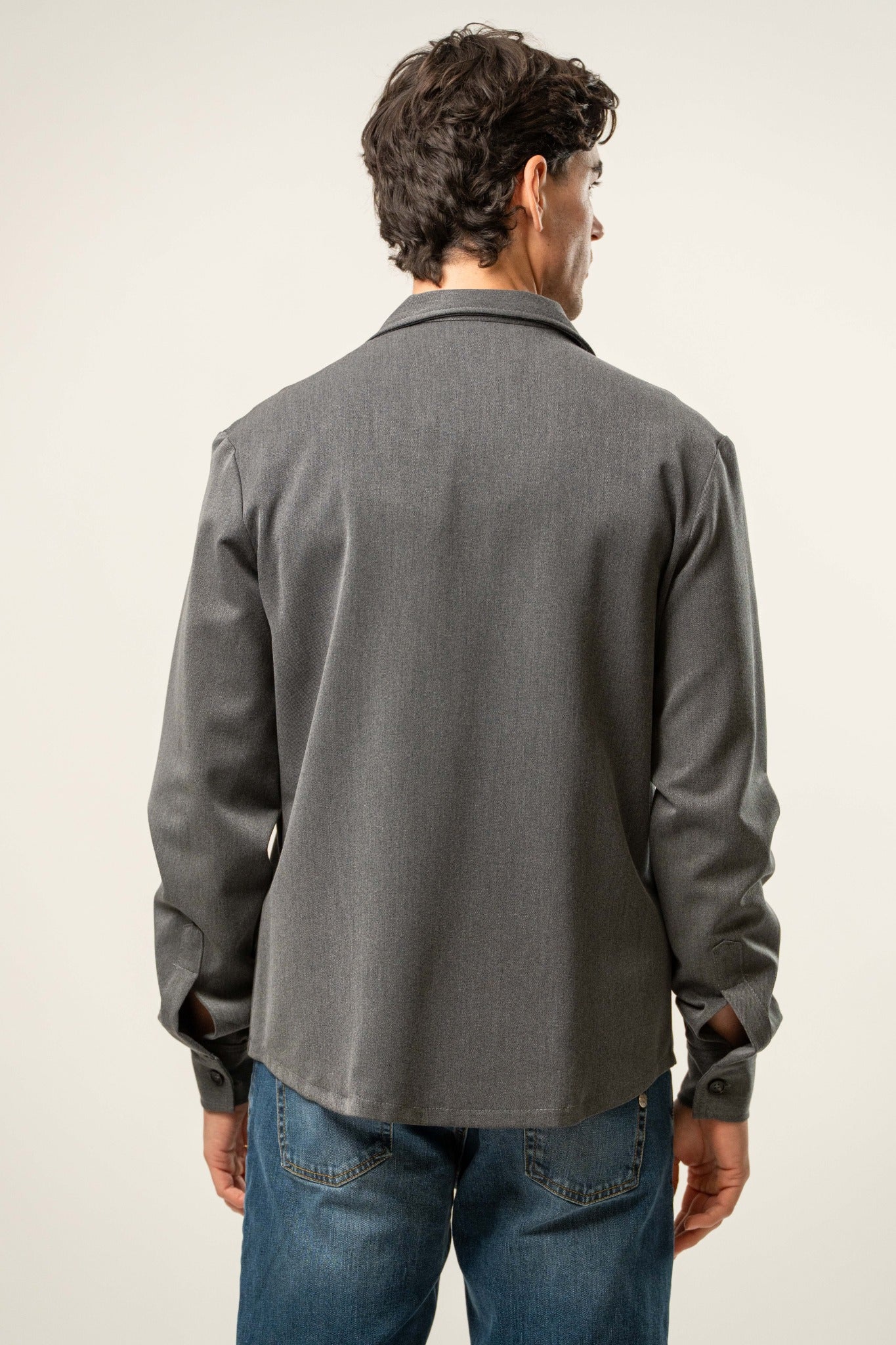 Giacca camicia uomo grigio antracite