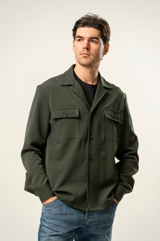 Giacca camicia uomo verde militare