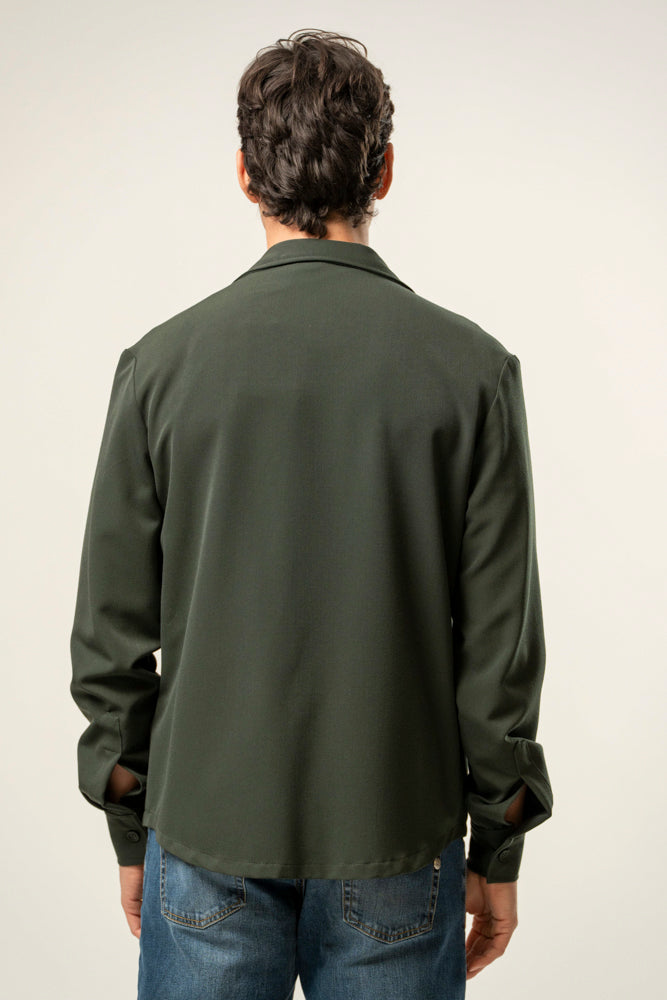 Giacca camicia uomo verde militare