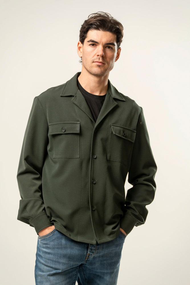 Giacca camicia uomo verde militare