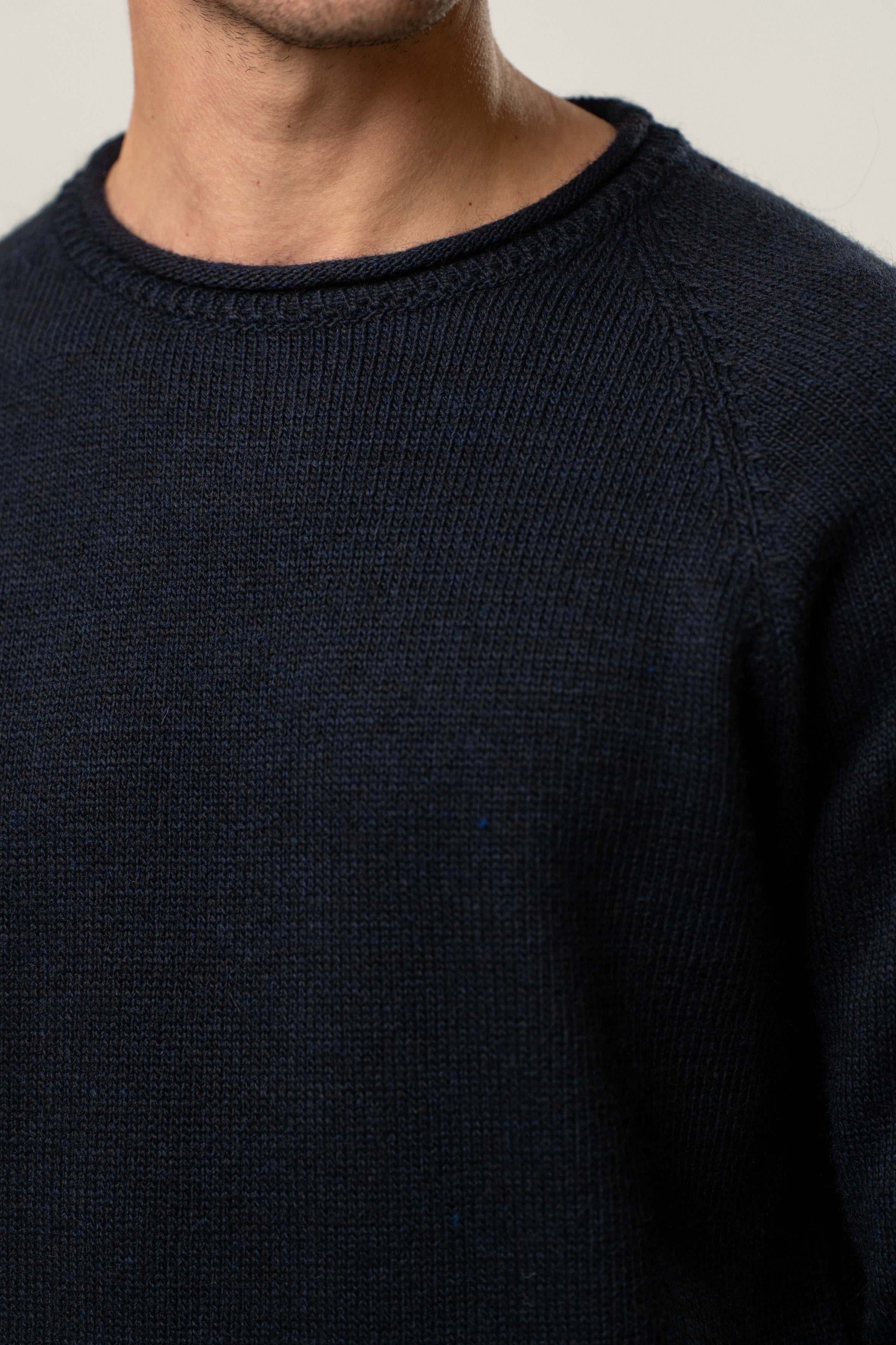 Maglia uomo girocollo in maglia blu scuro