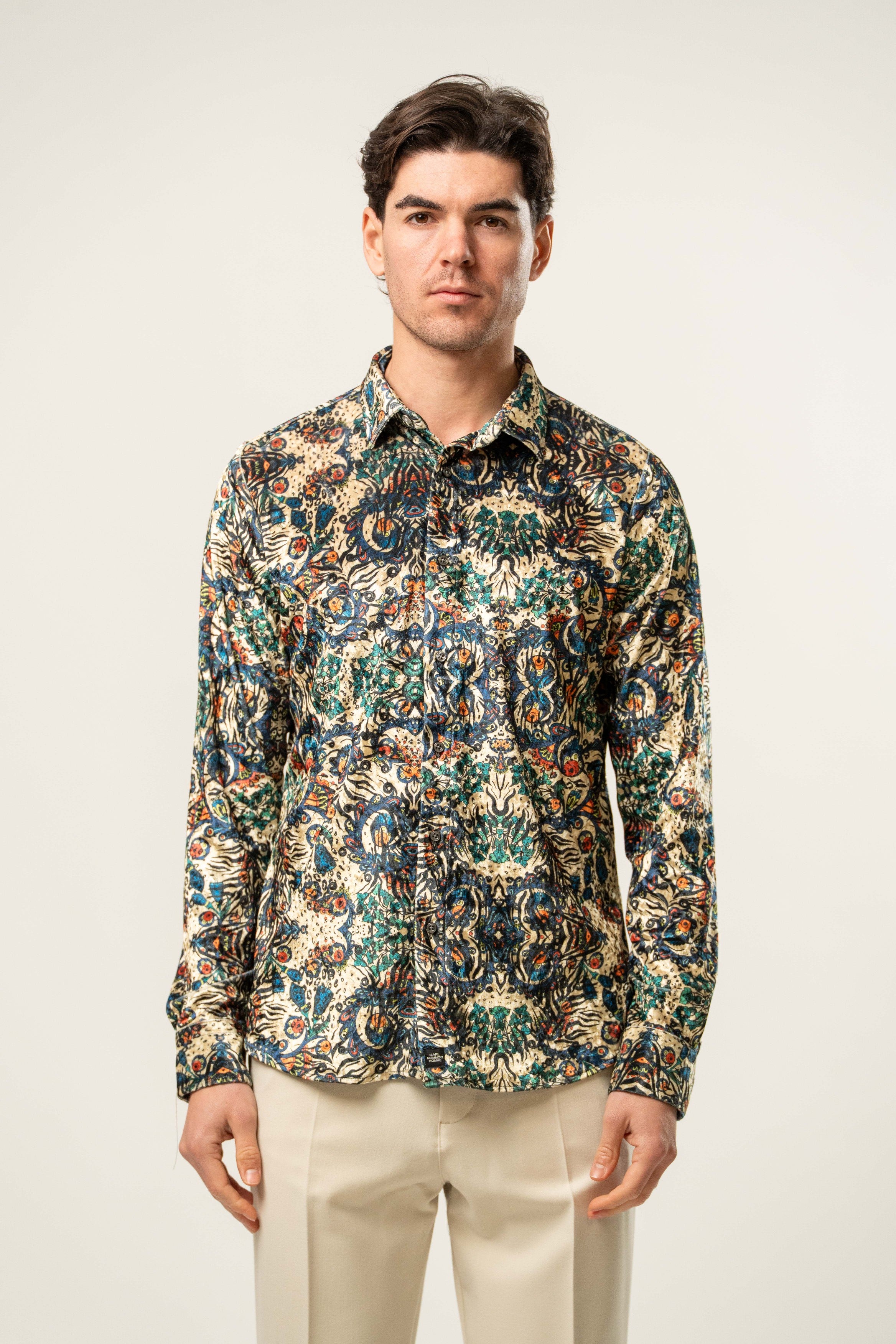 Camicia uomo fantasia artistica multicolor