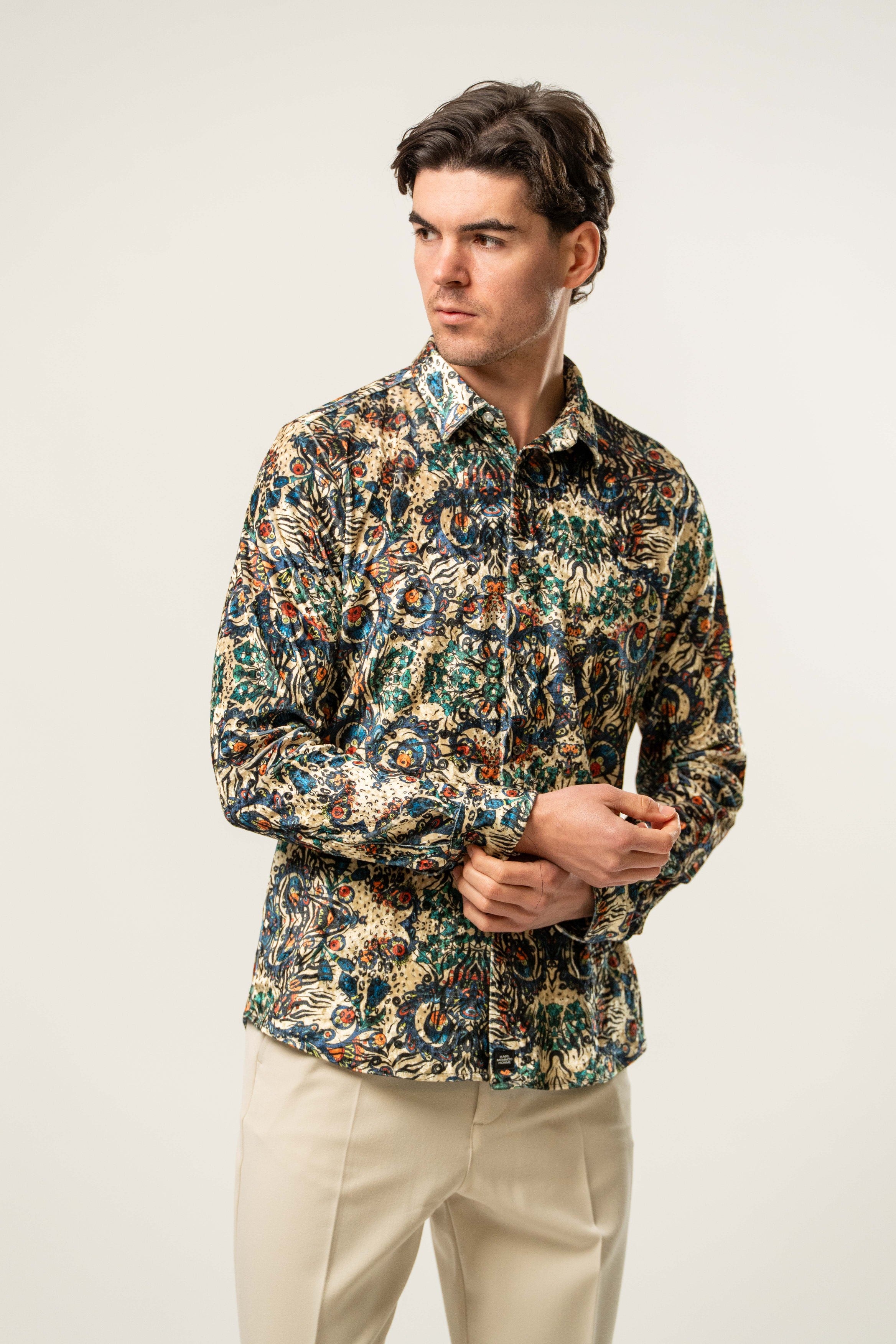 Camicia uomo fantasia artistica multicolor