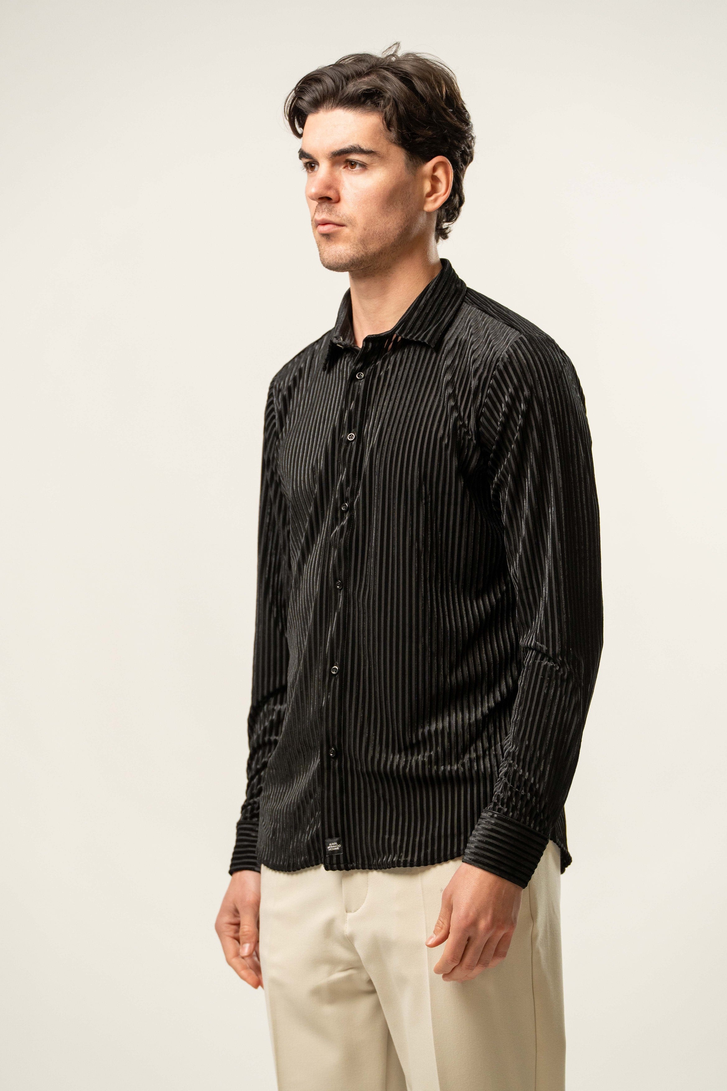 Camicia uomo in velluto nero