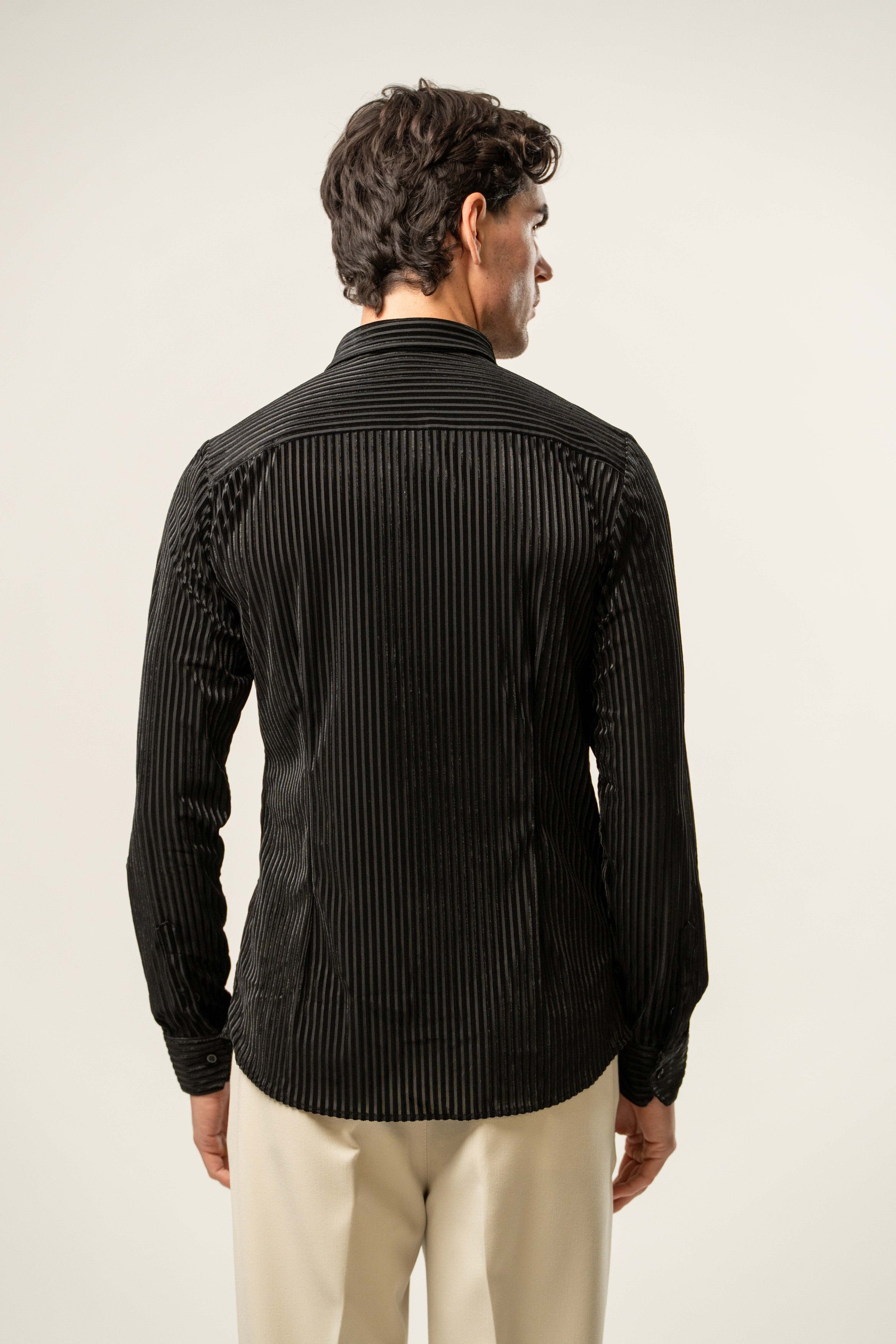 Camicia uomo in velluto nero