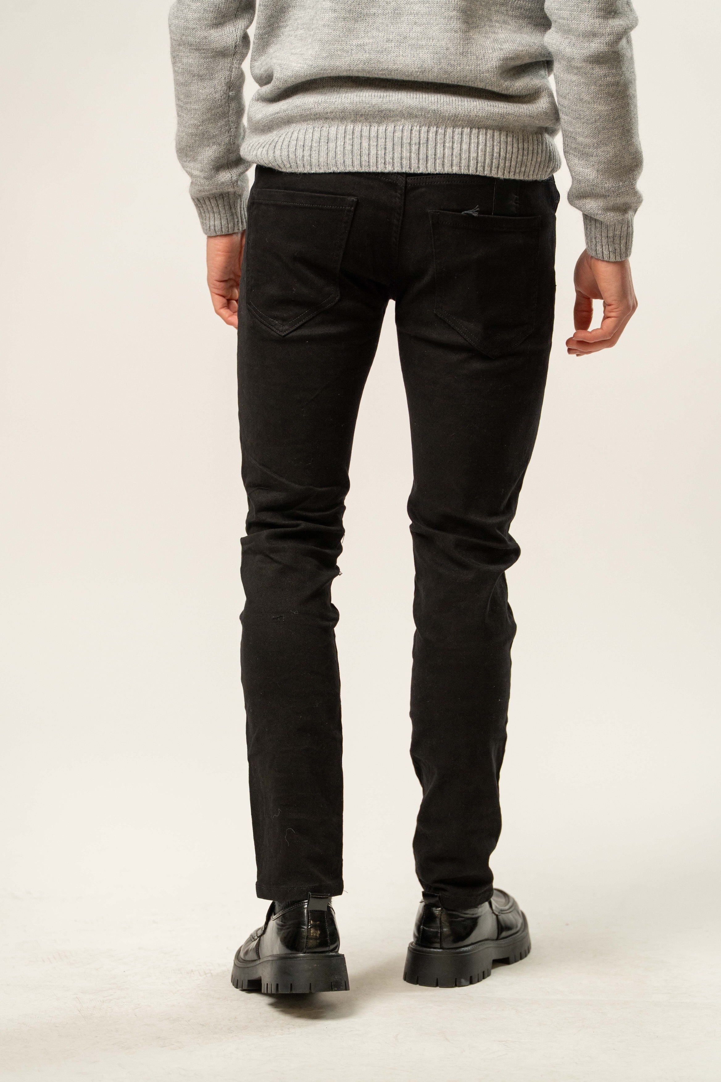 Jeans uomo slim fit neri con patch