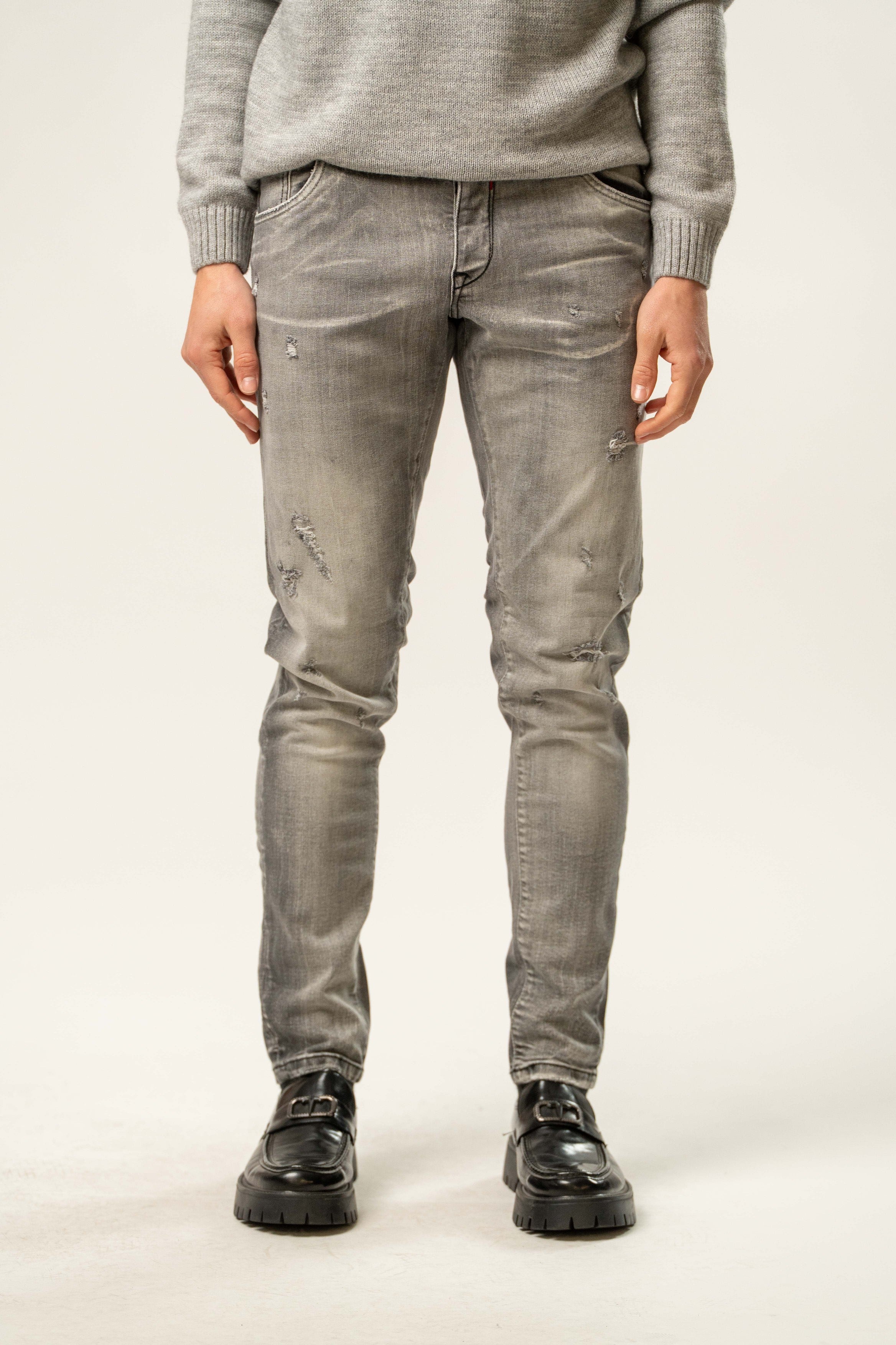 Jeans uomo slim fit effetto used