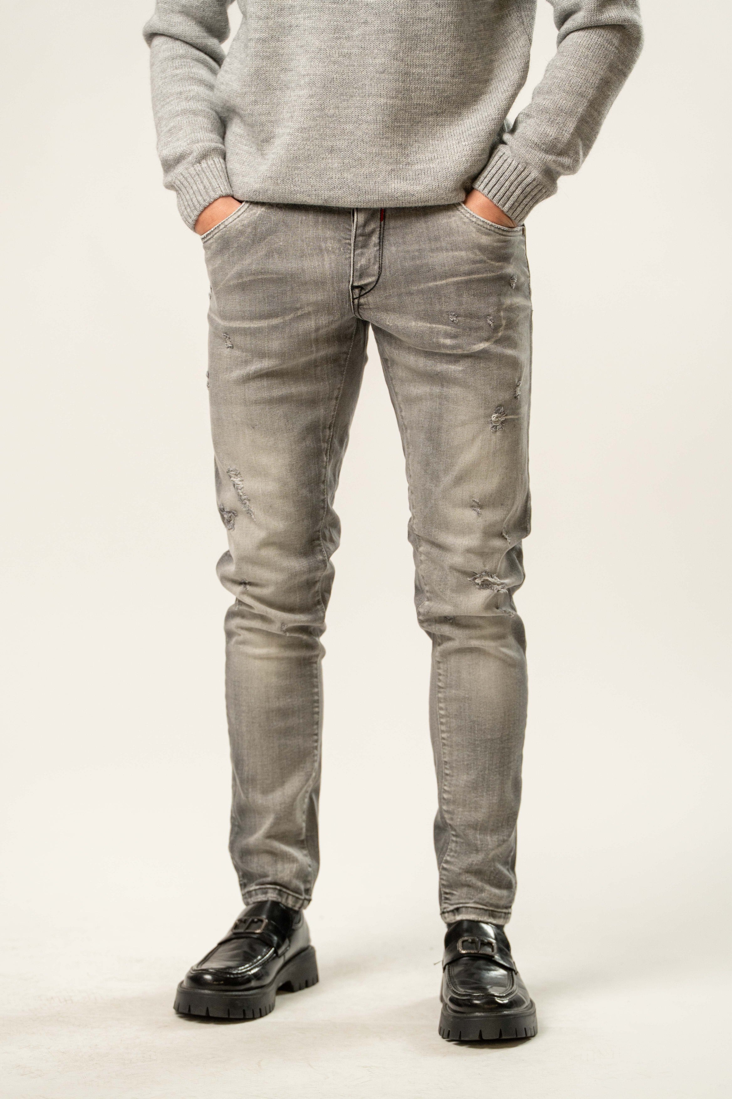 Jeans uomo slim fit effetto used