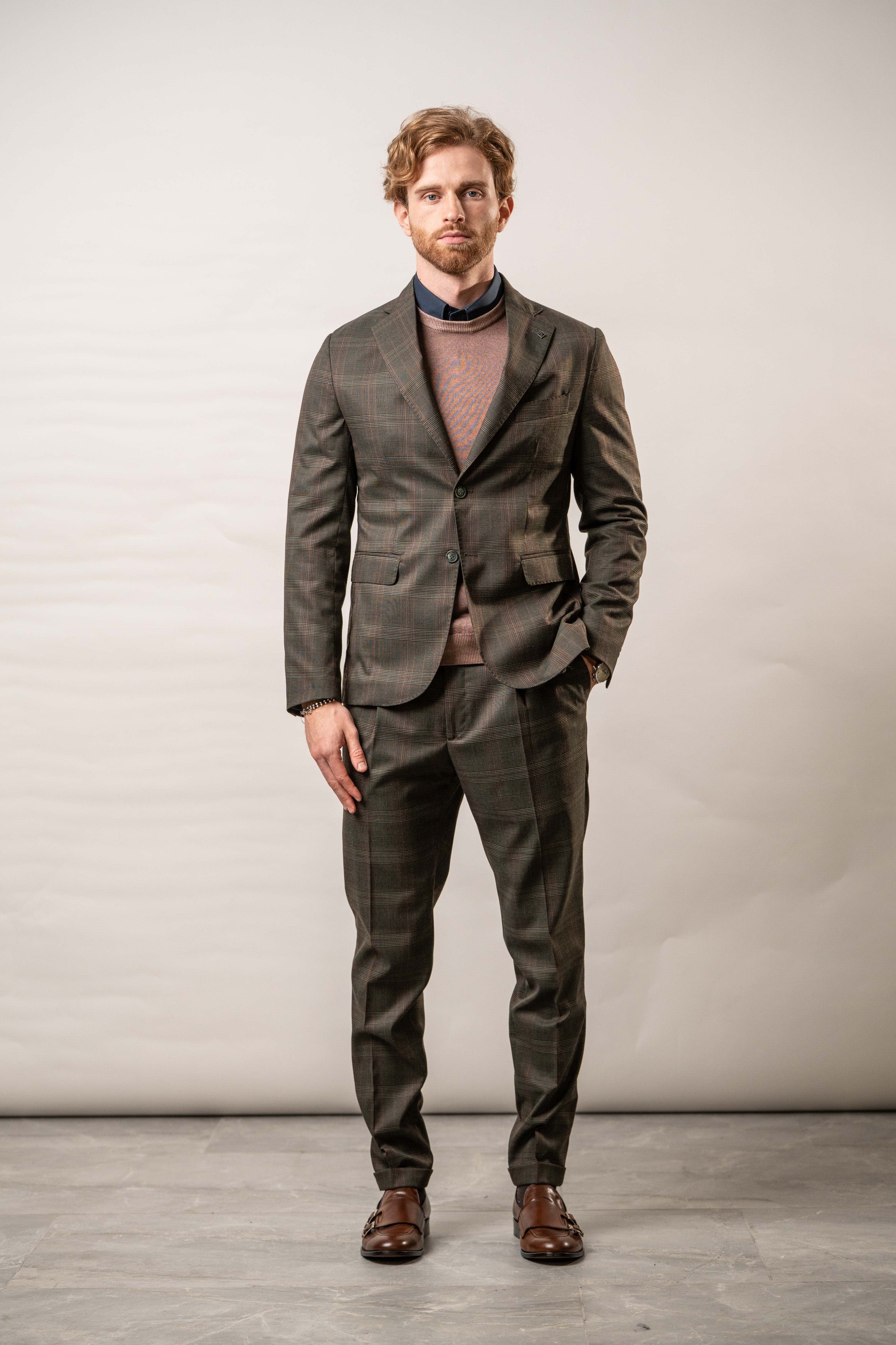 Giacca monopetto a microfantasia in misto lana – Karl Mommoo