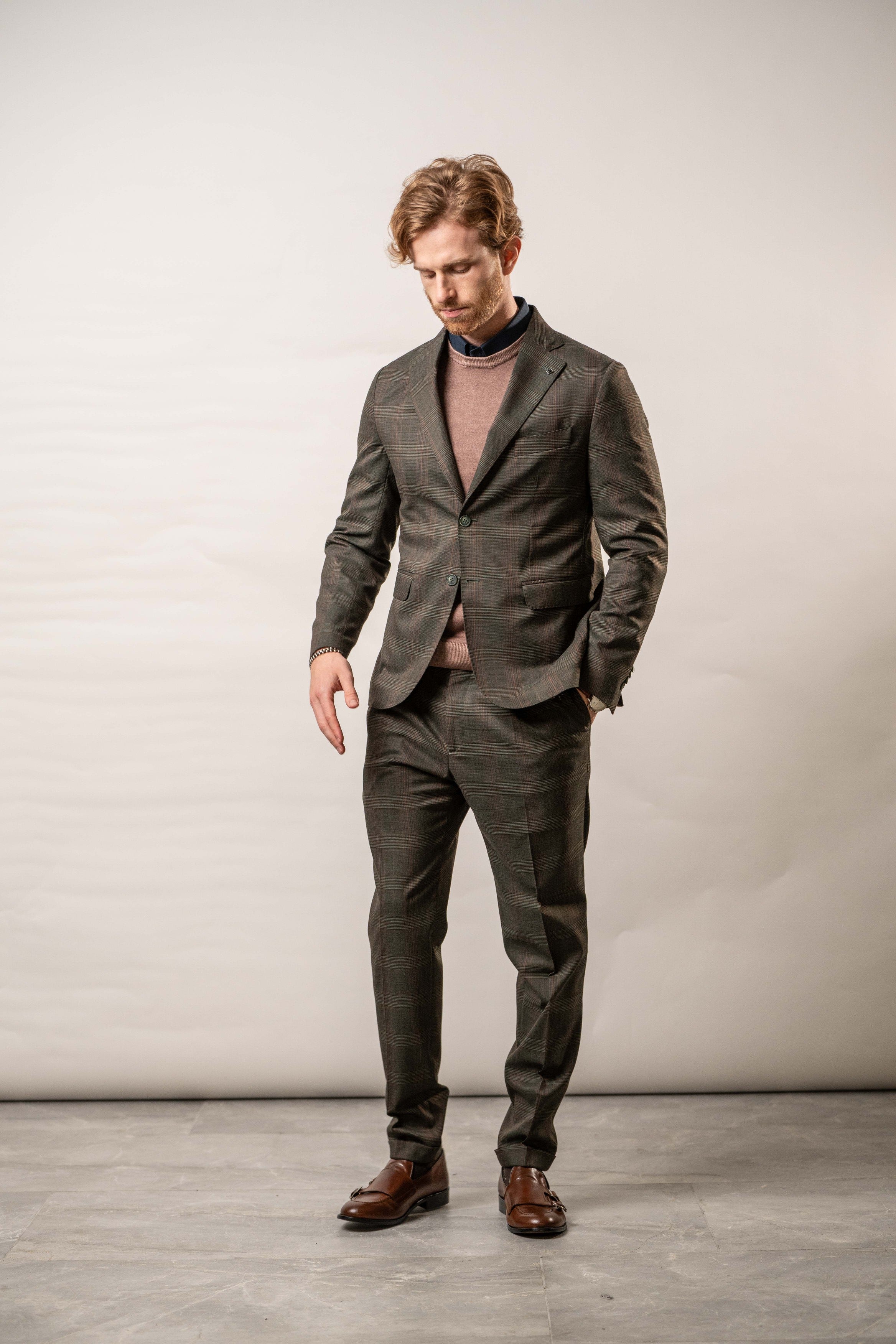 Giacca monopetto a microfantasia in misto lana – Karl Mommoo