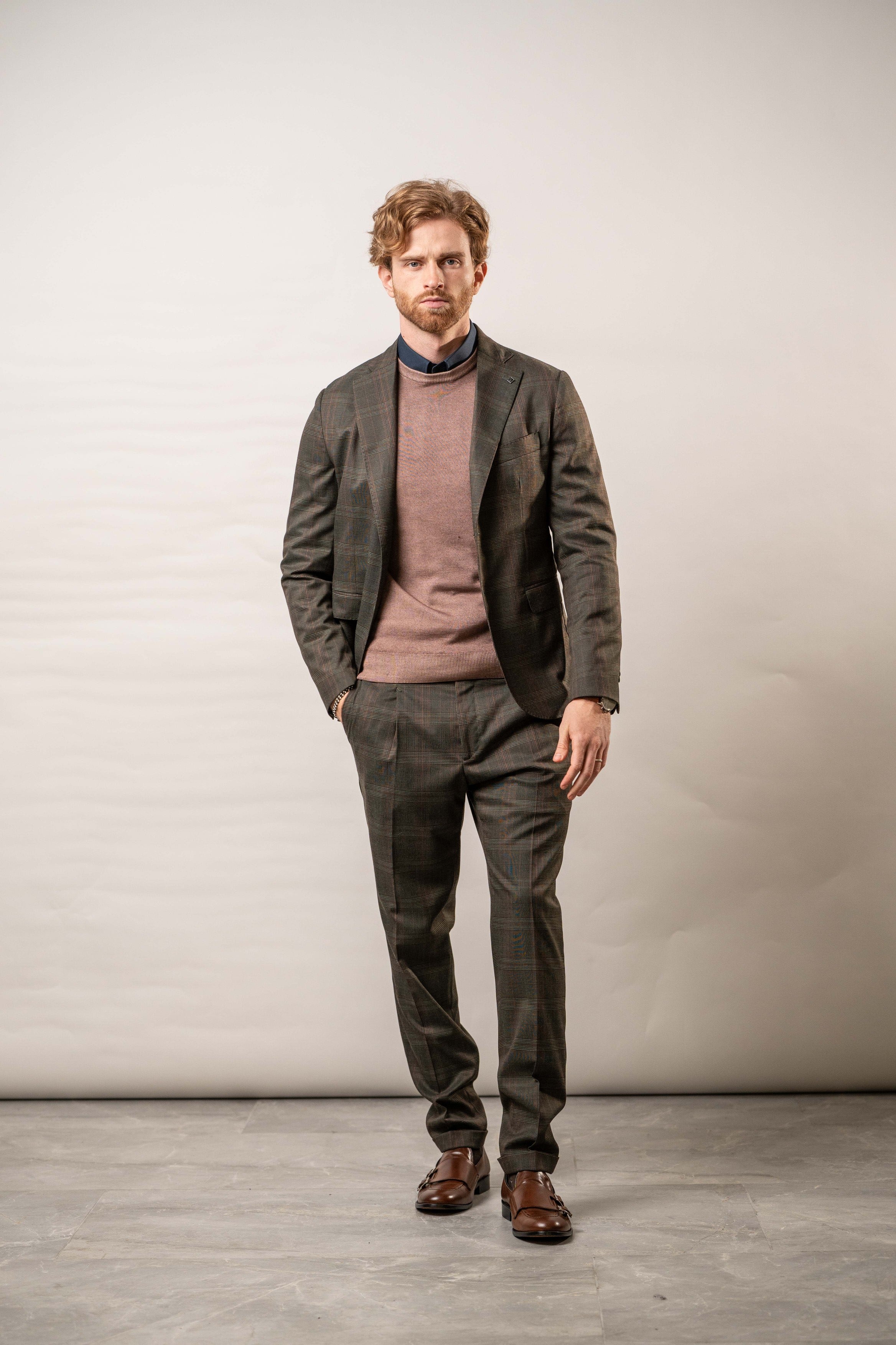 Giacca monopetto a microfantasia in misto lana – Karl Mommoo