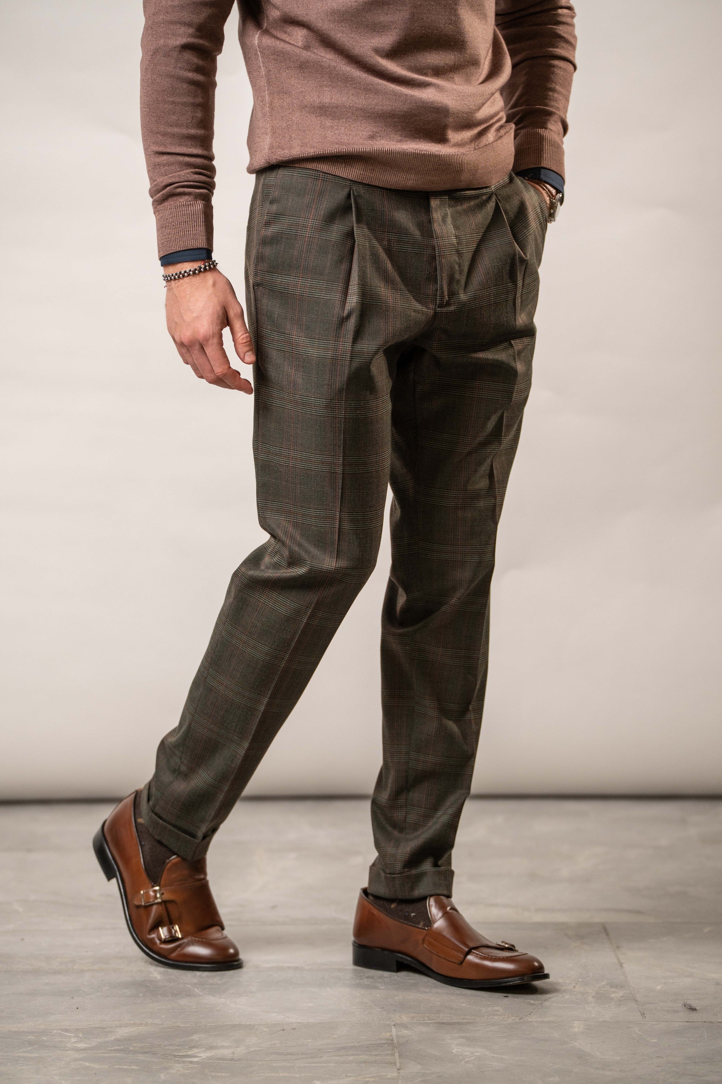 Pantalone a quadri in misto lana – Karl Mommoo