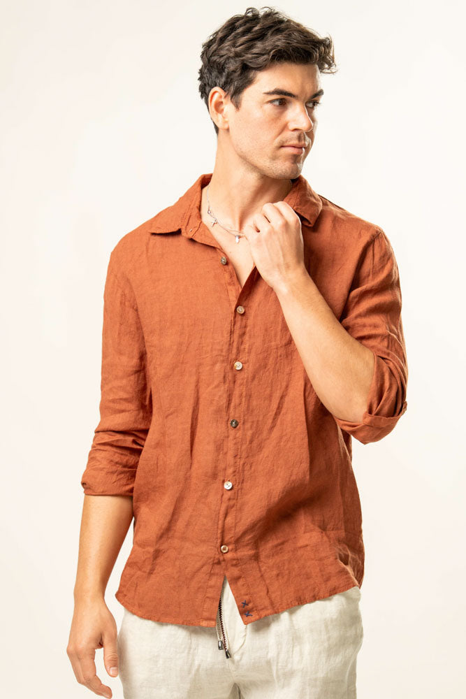 Camicia manica lunga  100% Lino