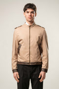 Giubbino cotone con inserti in ecopelle - BEIGE