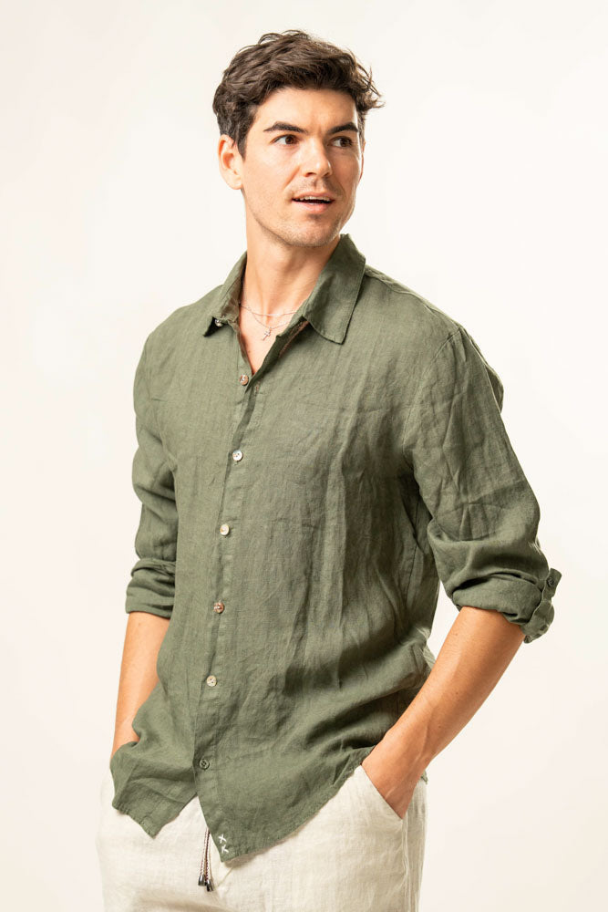 Camicia manica lunga  100% Lino