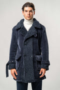 Cappotto Uomo Blu in Velluto con Interno Teddy
