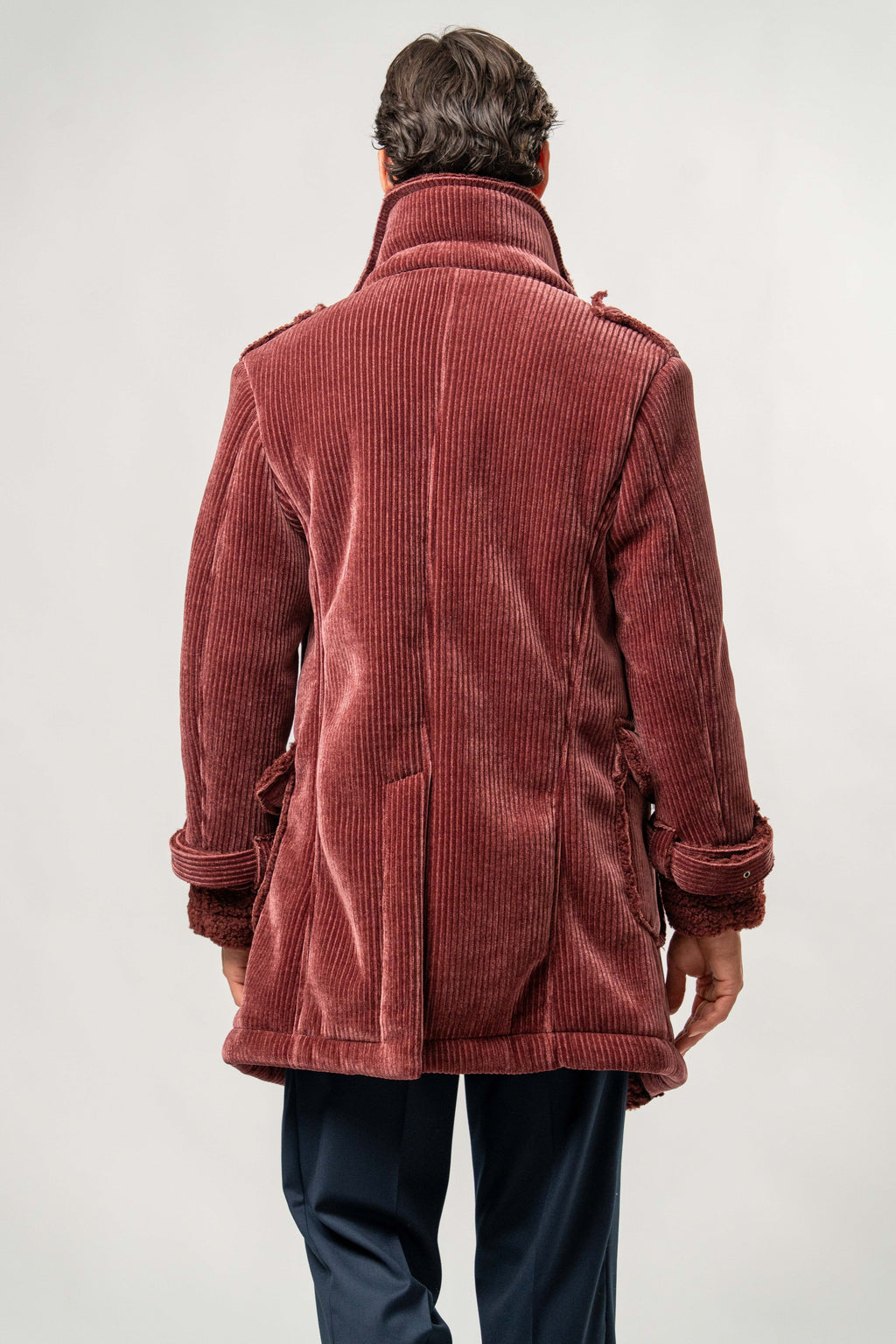Cappotto Uomo Bordeaux in Velluto con Interno Teddy