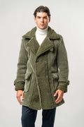 Cappotto Uomo Verde Militare in Velluto con Interno Teddy