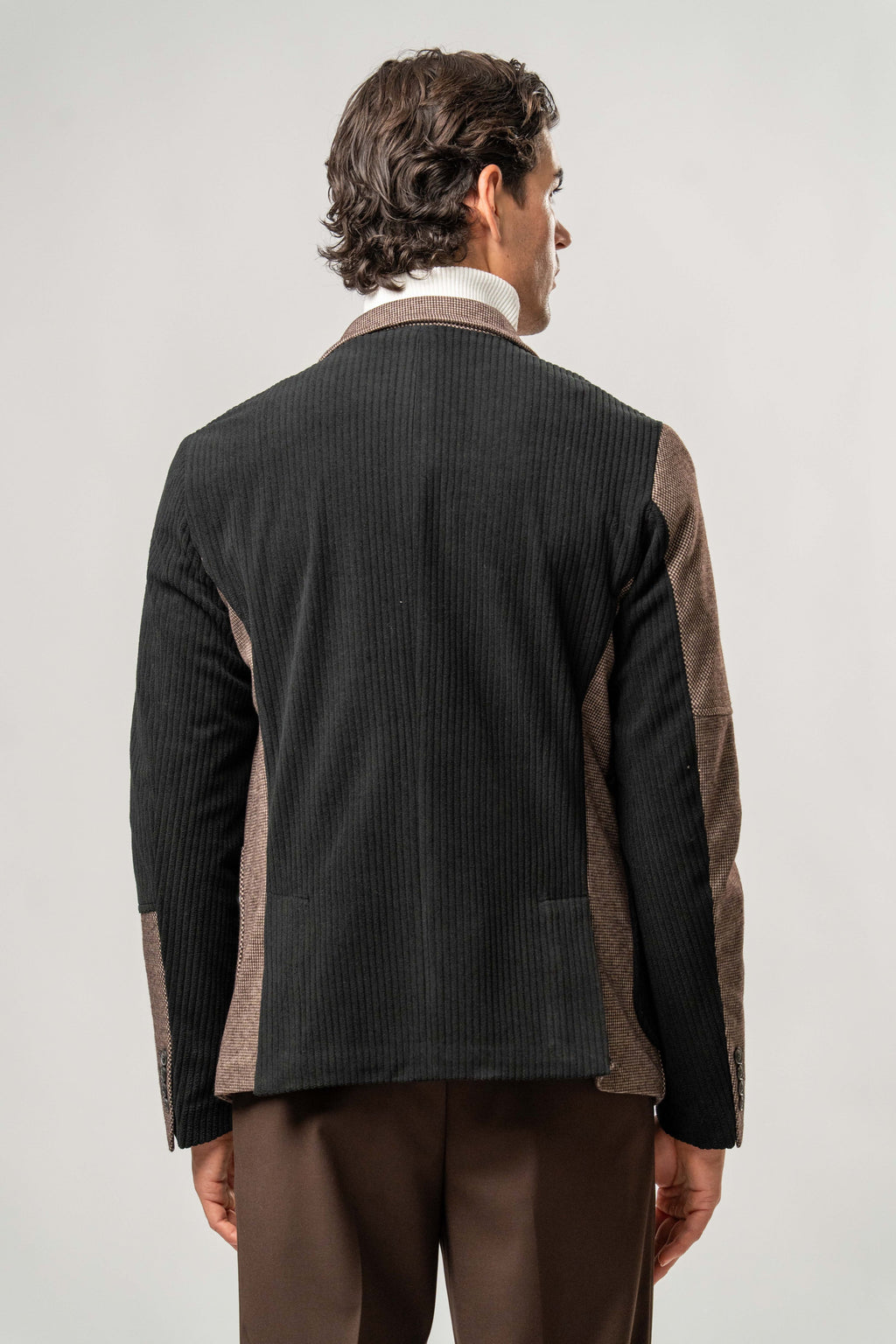 Giacca Uomo Patchwork Marrone e Nero