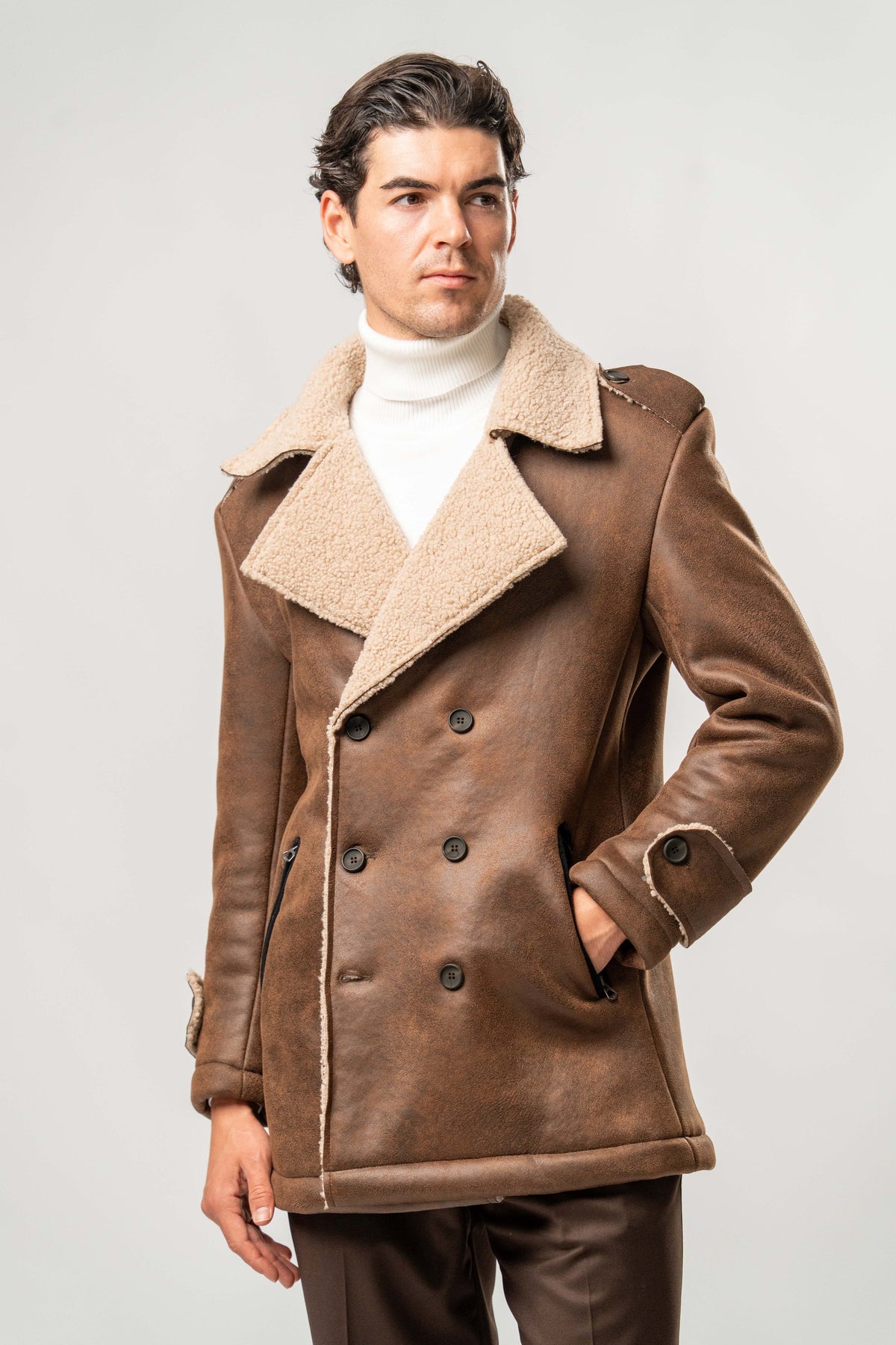 Giaccone Uomo Ecomontone Marrone con Interno Teddy