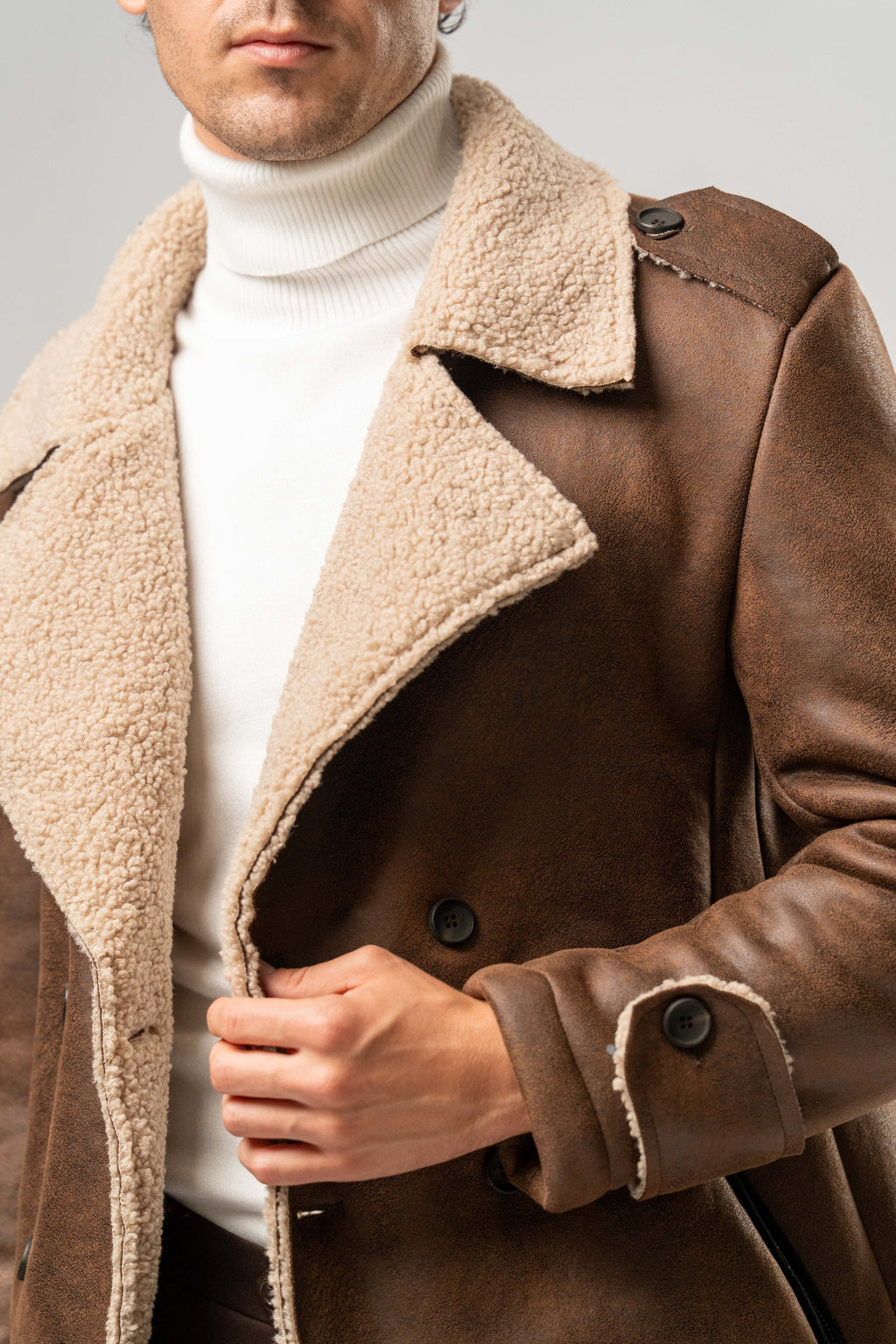 Giaccone Uomo Ecomontone Marrone con Interno Teddy