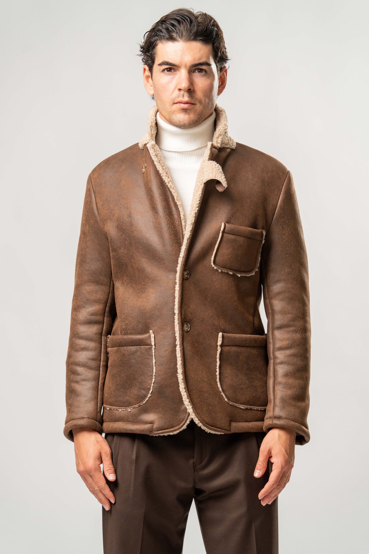 Giacca Uomo Ecomontone Marrone con Interno Teddy