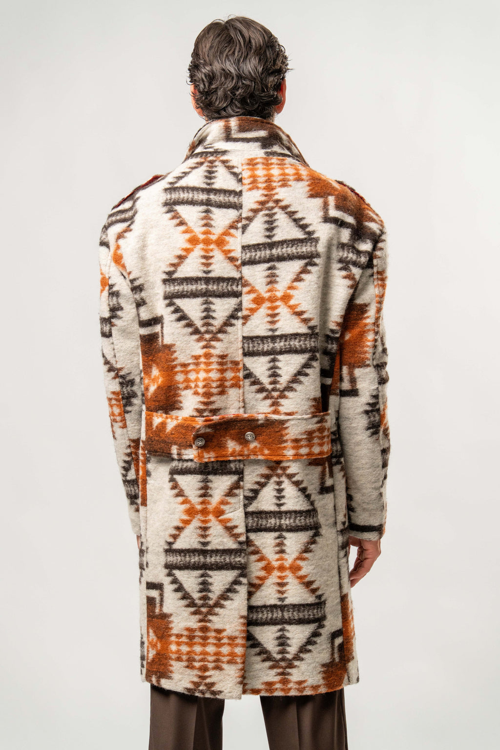 Cappotto Uomo in Lana Cotta con Fantasia Geometrica