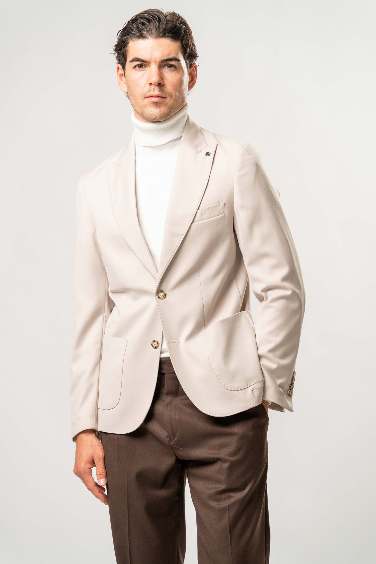 Giacca Uomo Monopetto Panna Elegante