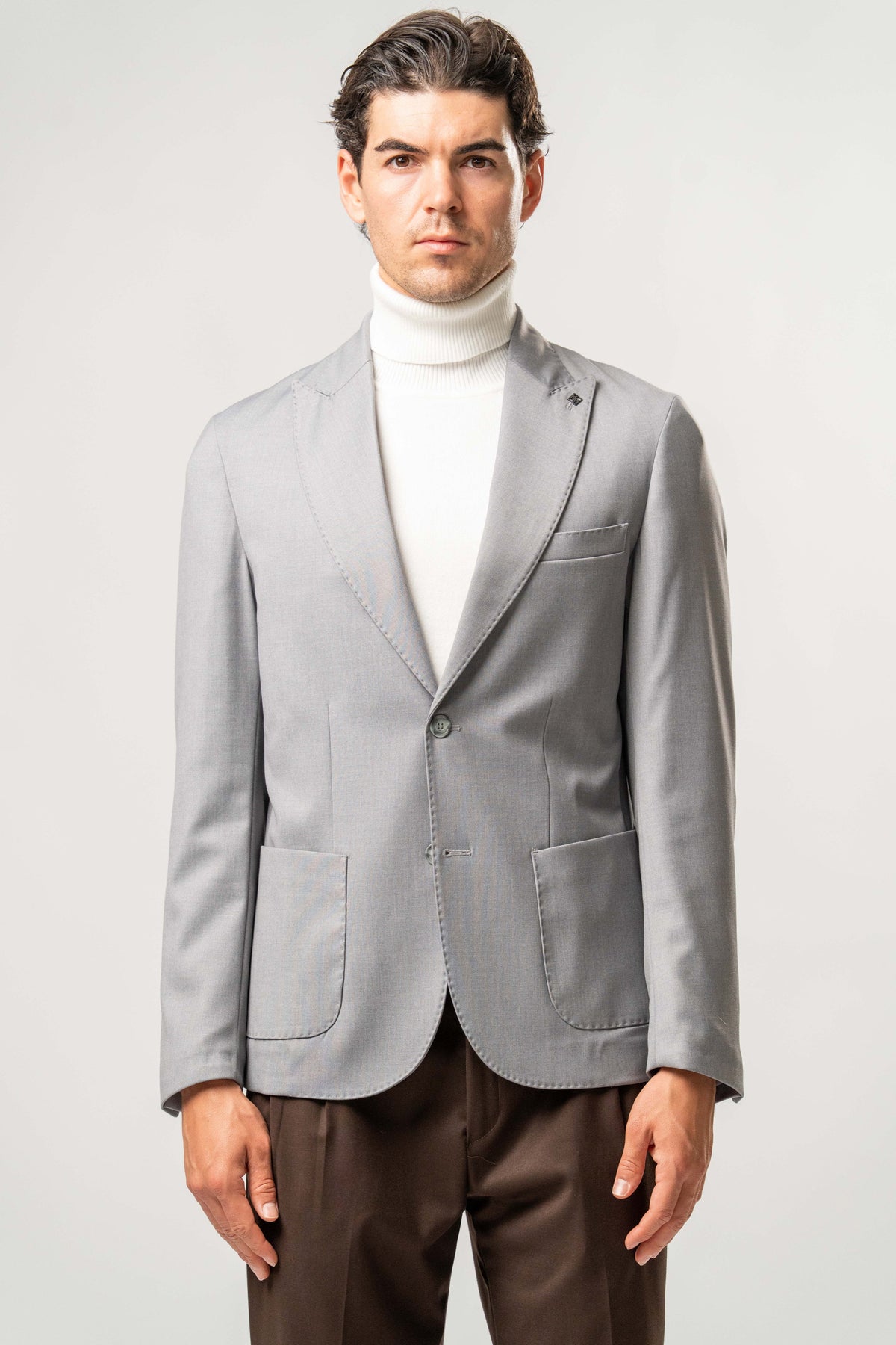 Giacca Uomo Monopetto Grigio Chiaro Elegante