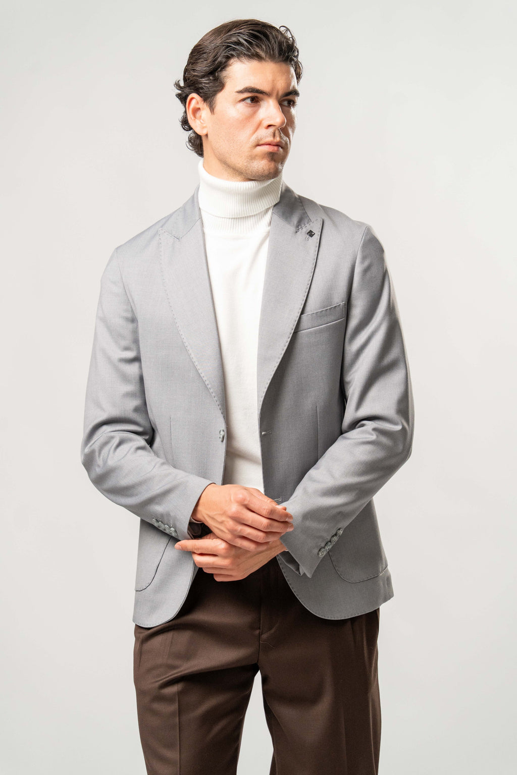 Giacca Uomo Monopetto Grigio Chiaro Elegante