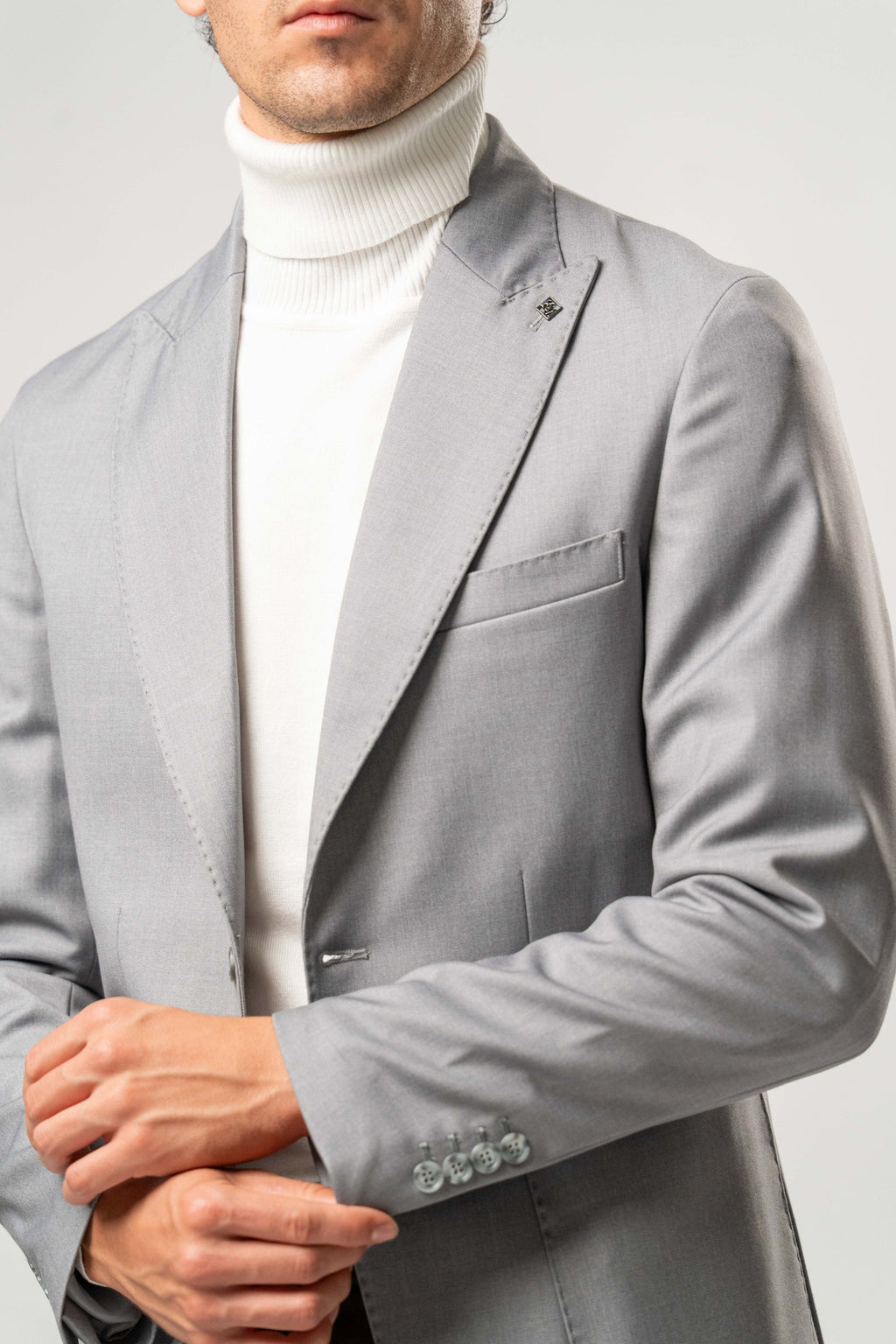 Giacca Uomo Monopetto Grigio Chiaro Elegante