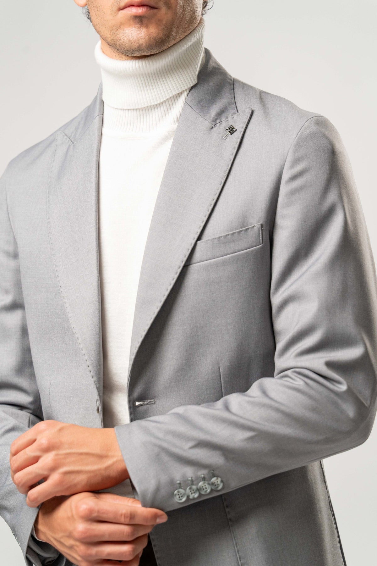 Giacca Uomo Monopetto Grigio Chiaro Elegante