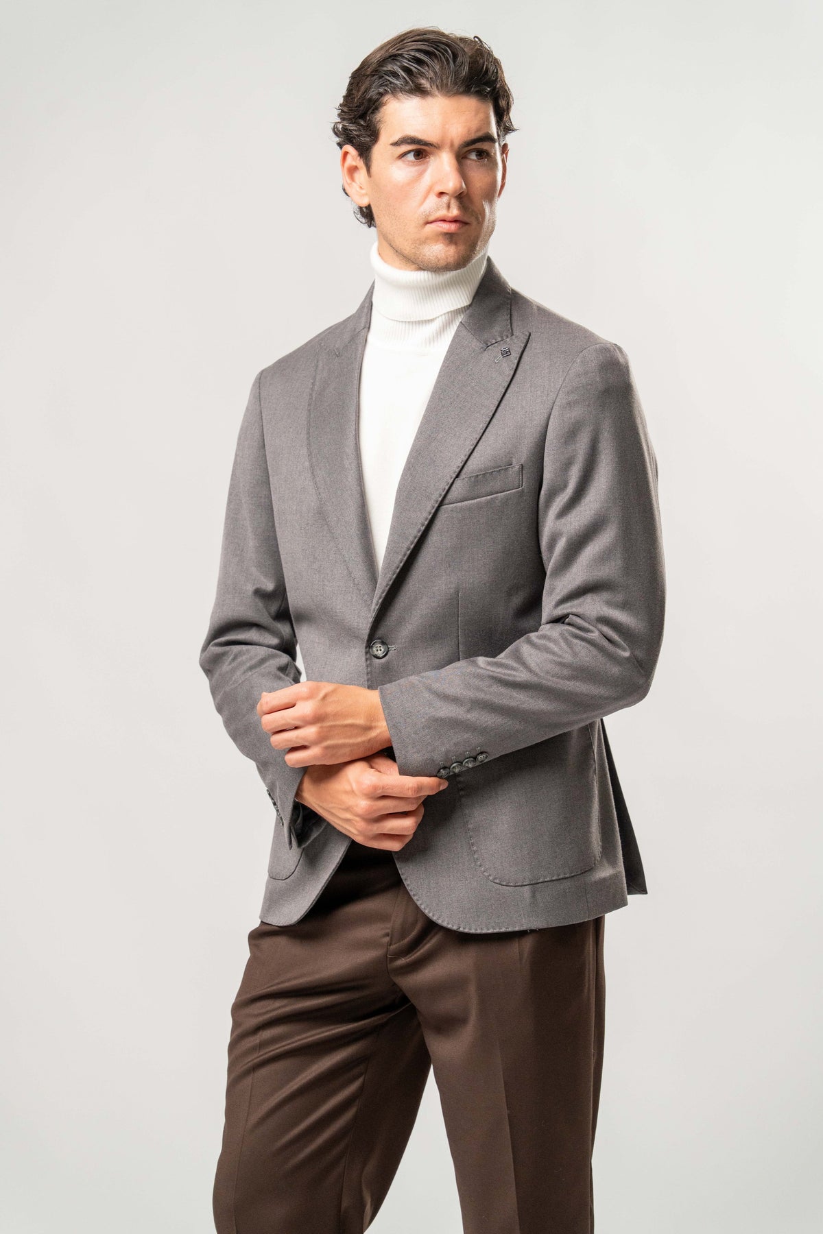 Giacca Uomo Monopetto Grigio Scuro Elegante