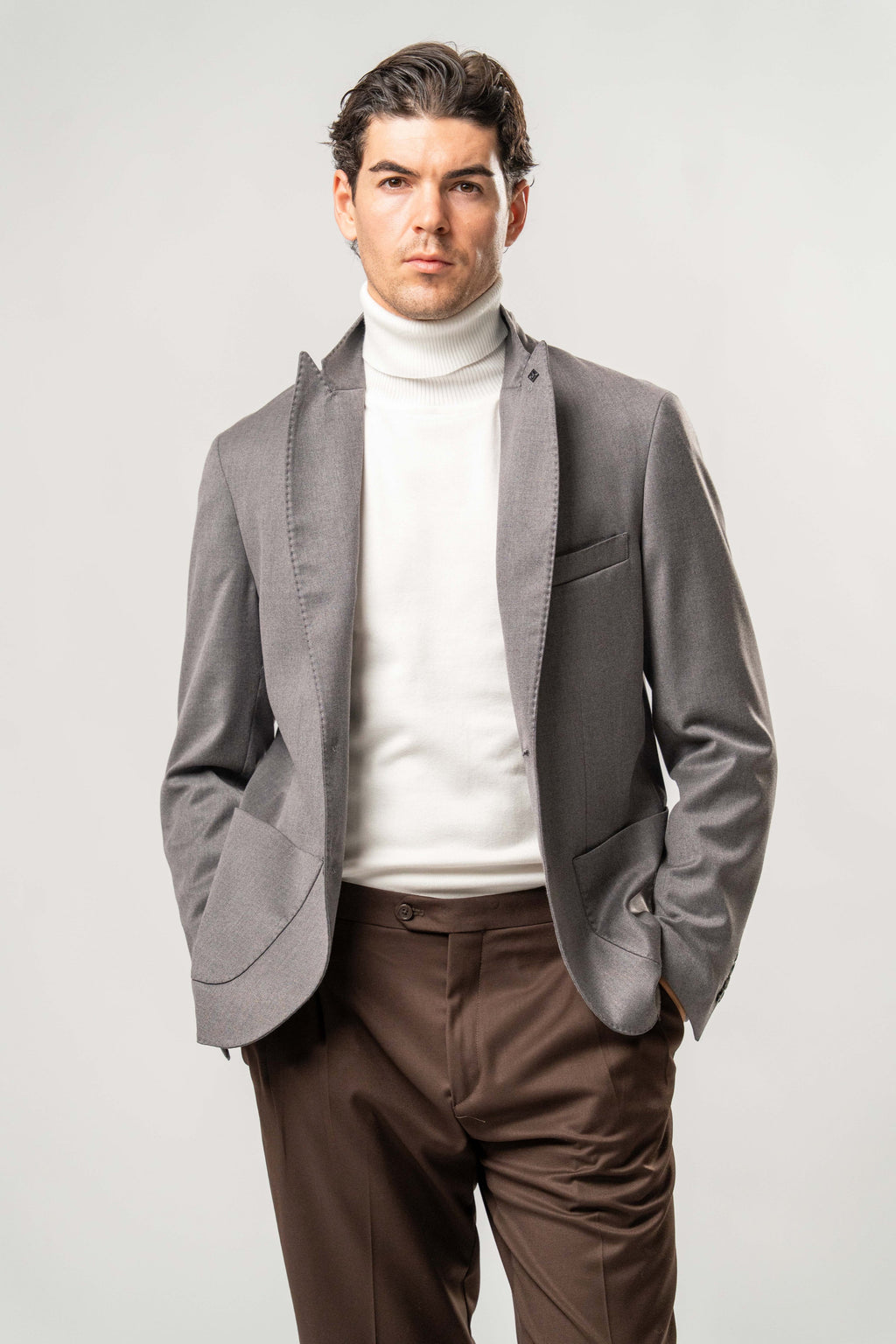 Giacca Uomo Monopetto Grigio Scuro Elegante