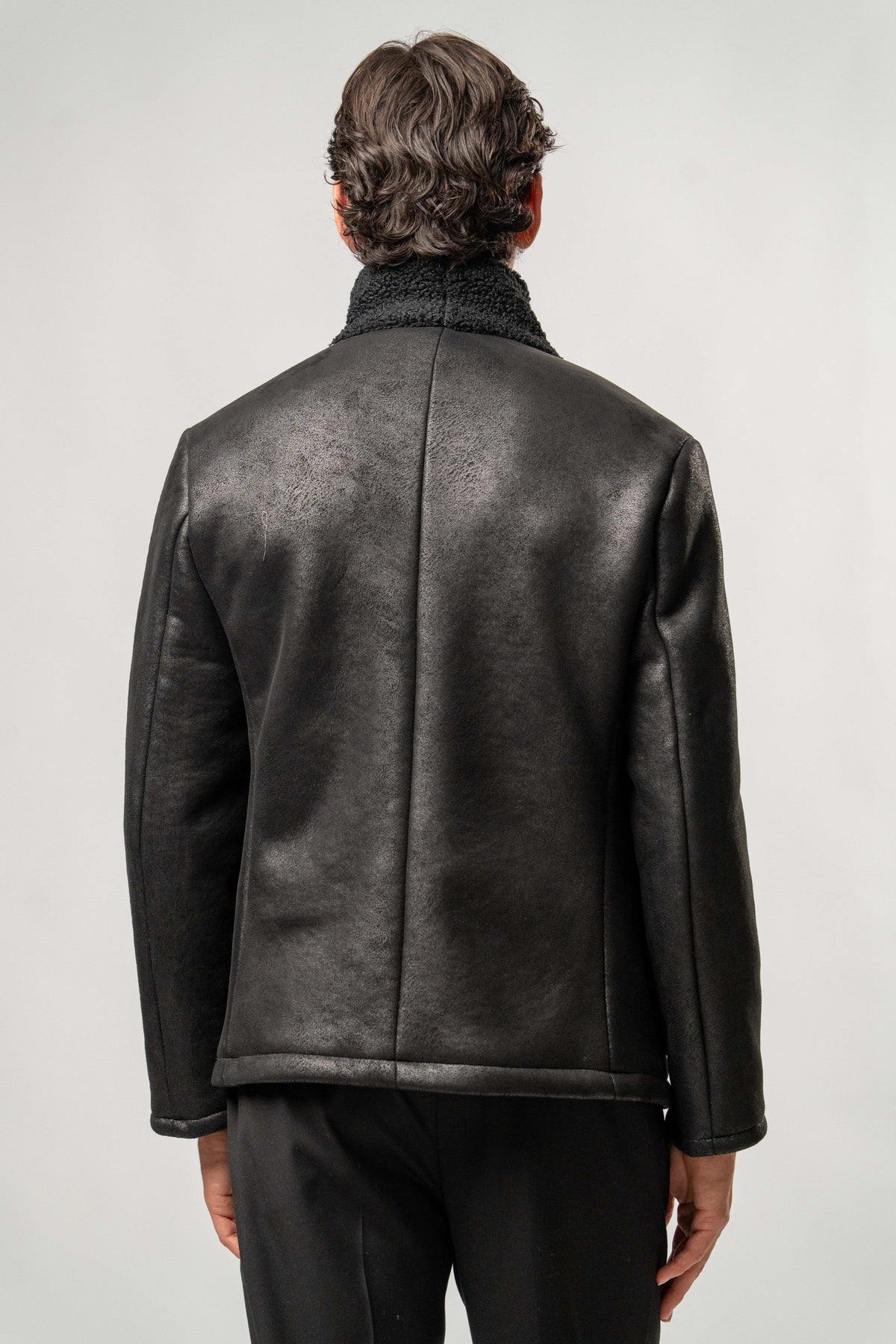 Giacca Uomo Ecomontone Nero con Interno Teddy